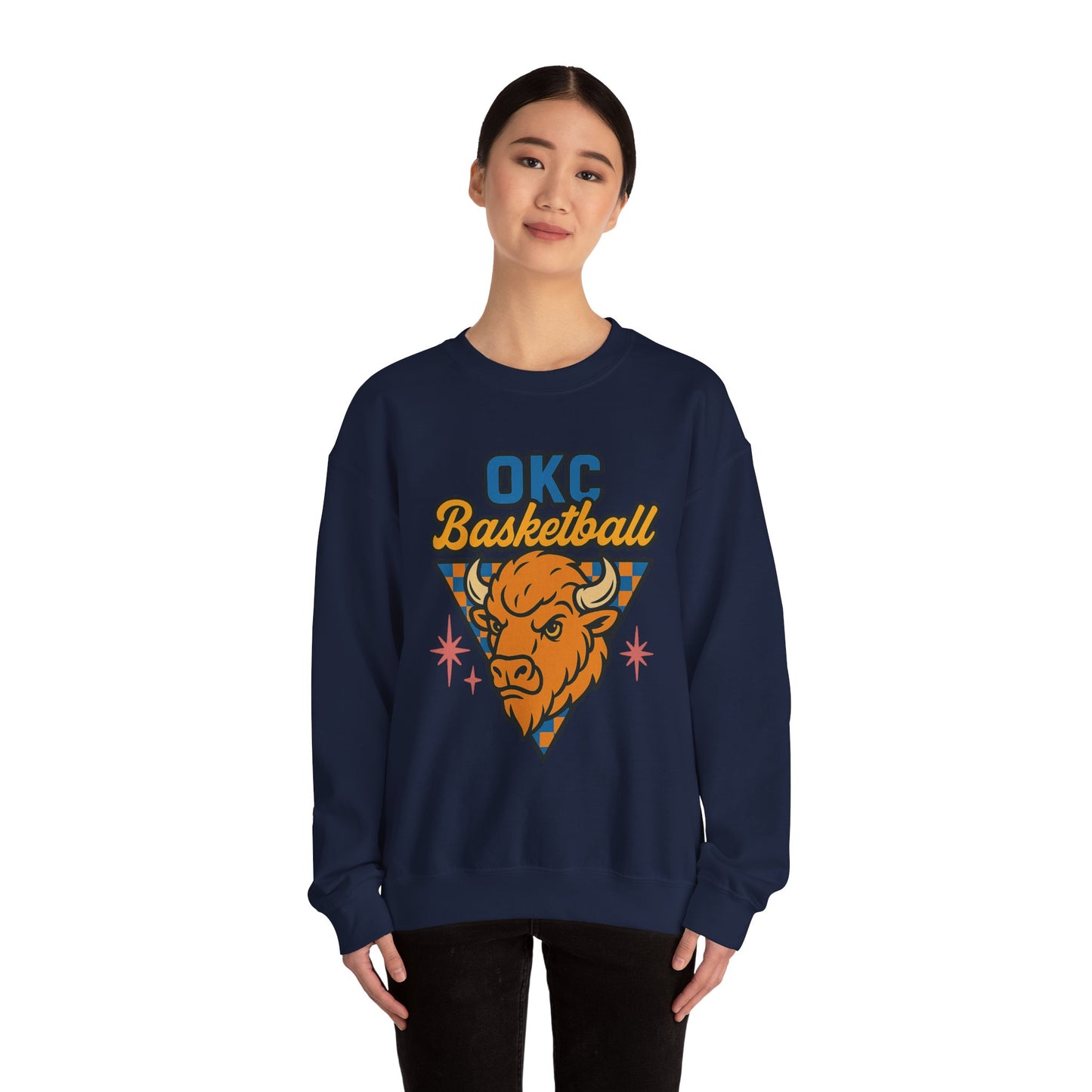 OKC Basketball Sweatshirt | Oklahoma City Retro Sports Crewneck | Bison Graphic Sweatshirt | Cozy Game Day Hoodie Alternative | OKC Fan Gift