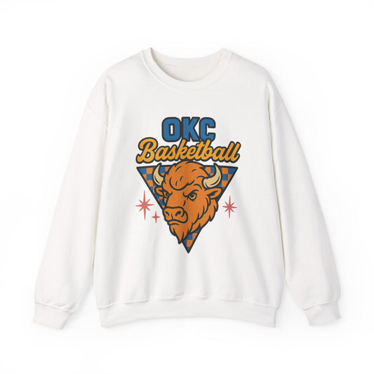 OKC Basketball Sweatshirt | Oklahoma City Retro Sports Crewneck | Bison Graphic Sweatshirt | Cozy Game Day Hoodie Alternative | OKC Fan Gift