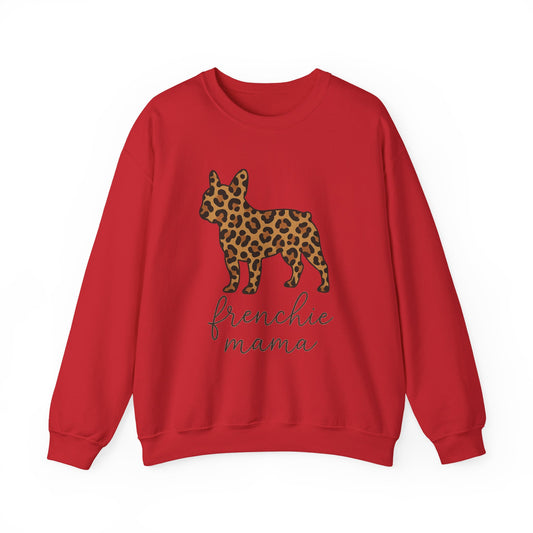 Frenchie Mama Leopard Print Sweatshirt | French Bulldog Mom Crewneck | Cheetah Print Frenchie Sweater | Dog Mom Gift | Cute Animal Print Pullover