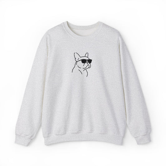 Frenchie in Shades Sweatshirt | Hot Pink French Bulldog Crewneck | Minimal Line Art Dog Lover Gift | Cute Cozy Frenchie Pullover