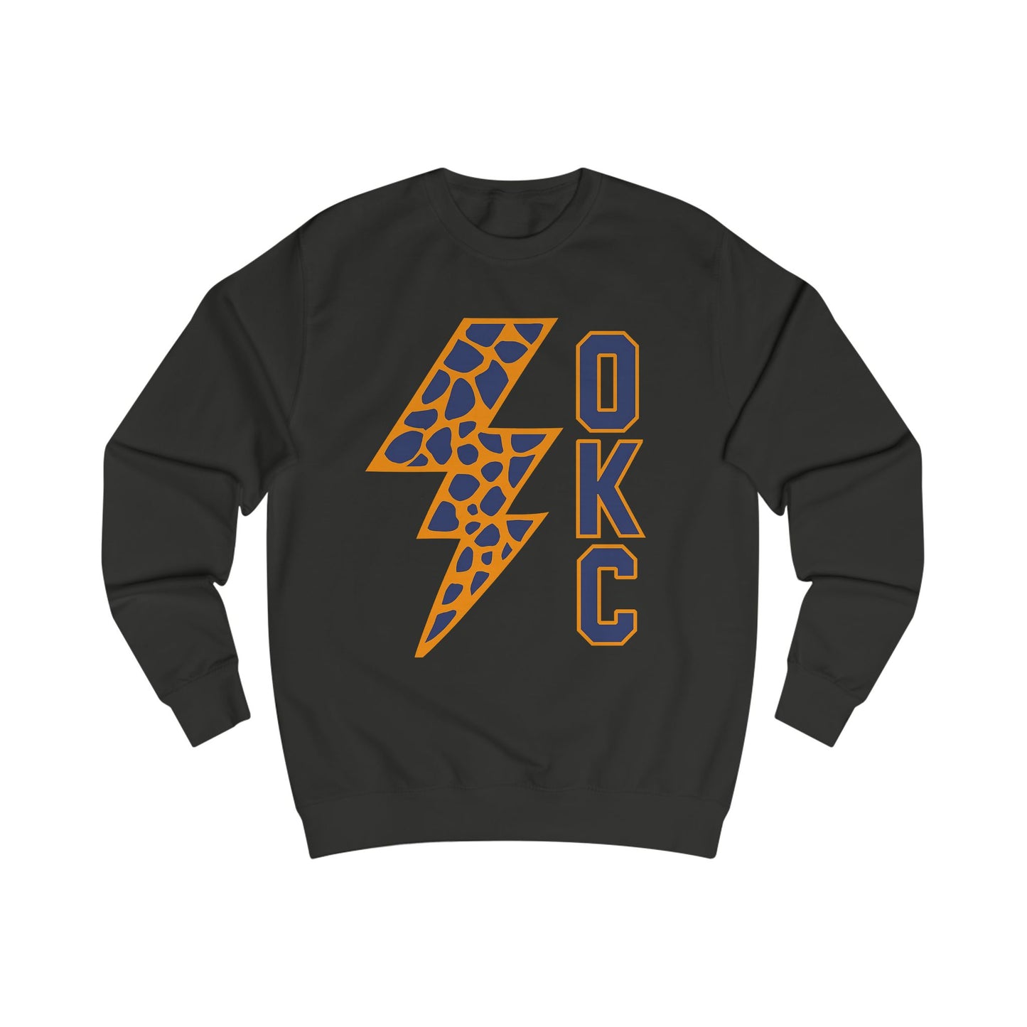 Lightning OKC Basketball Sweatshirt | Oklahoma City Thunder Inspired Pullover | Blue and Orange Game Day Crewneck | Retro Basketball Fan Sweater