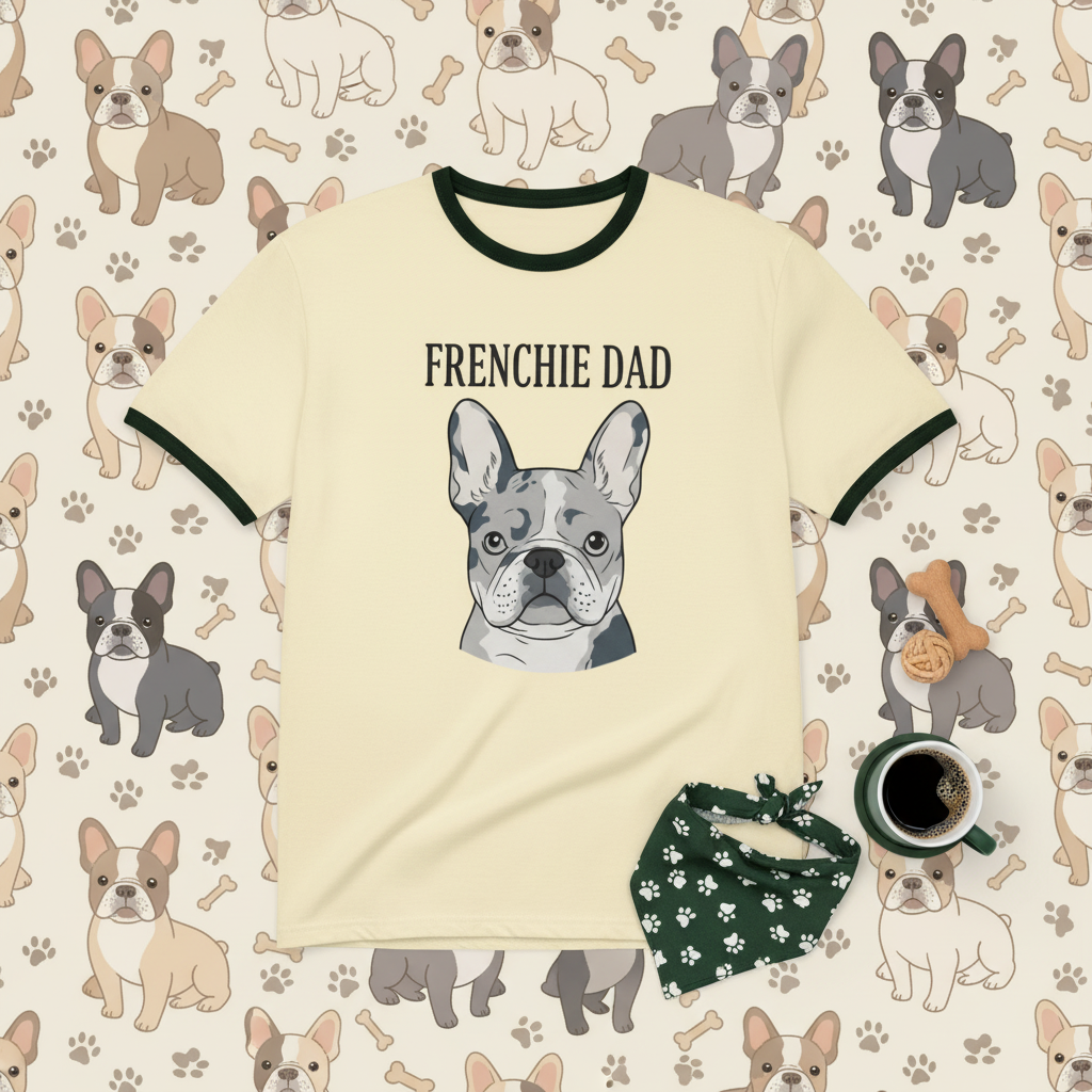 Merle Frenchie Dad Unisex ringer t-shirt