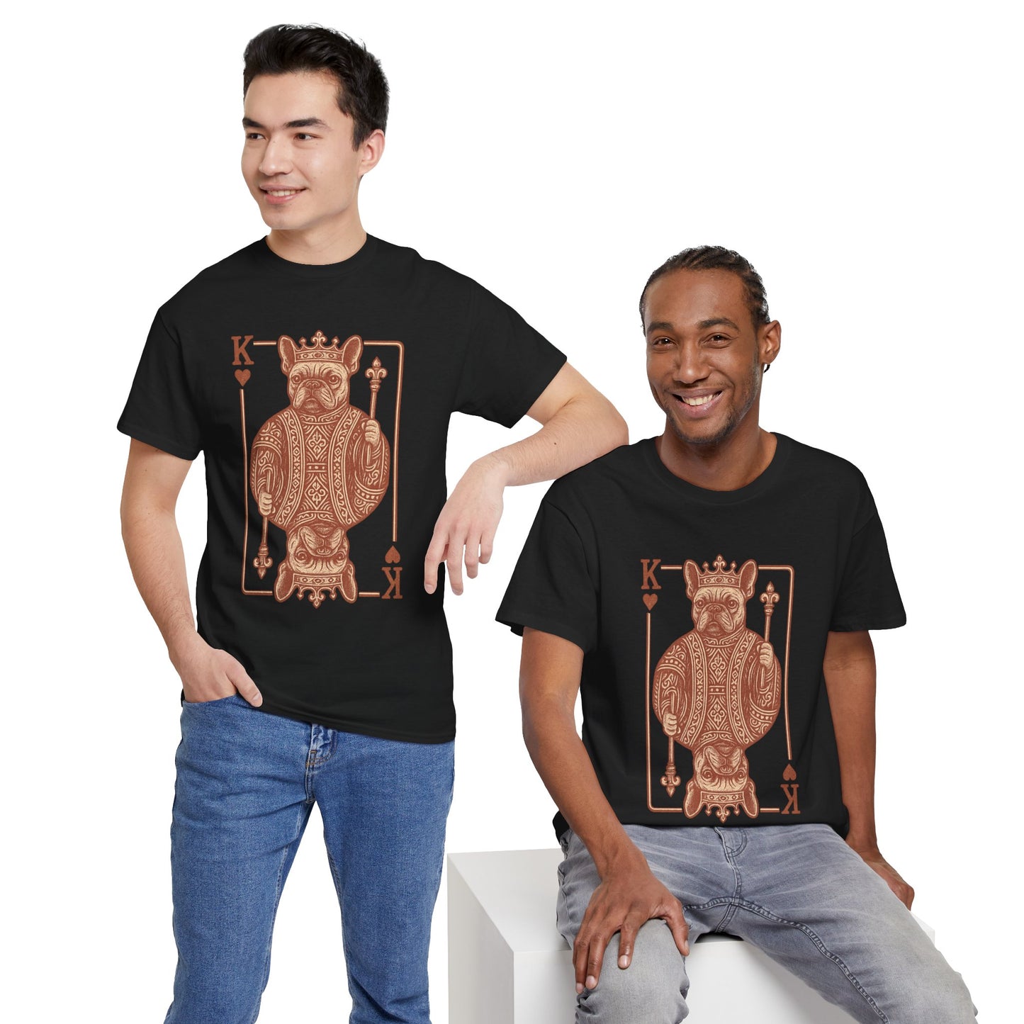 King French Bulldog Shirt, Frenchie Playing Card Tee, Royal Frenchie T-Shirt, Vintage French Bulldog Graphic Shirt, Dog Lover Gift, King of Hearts Frenchie Tee