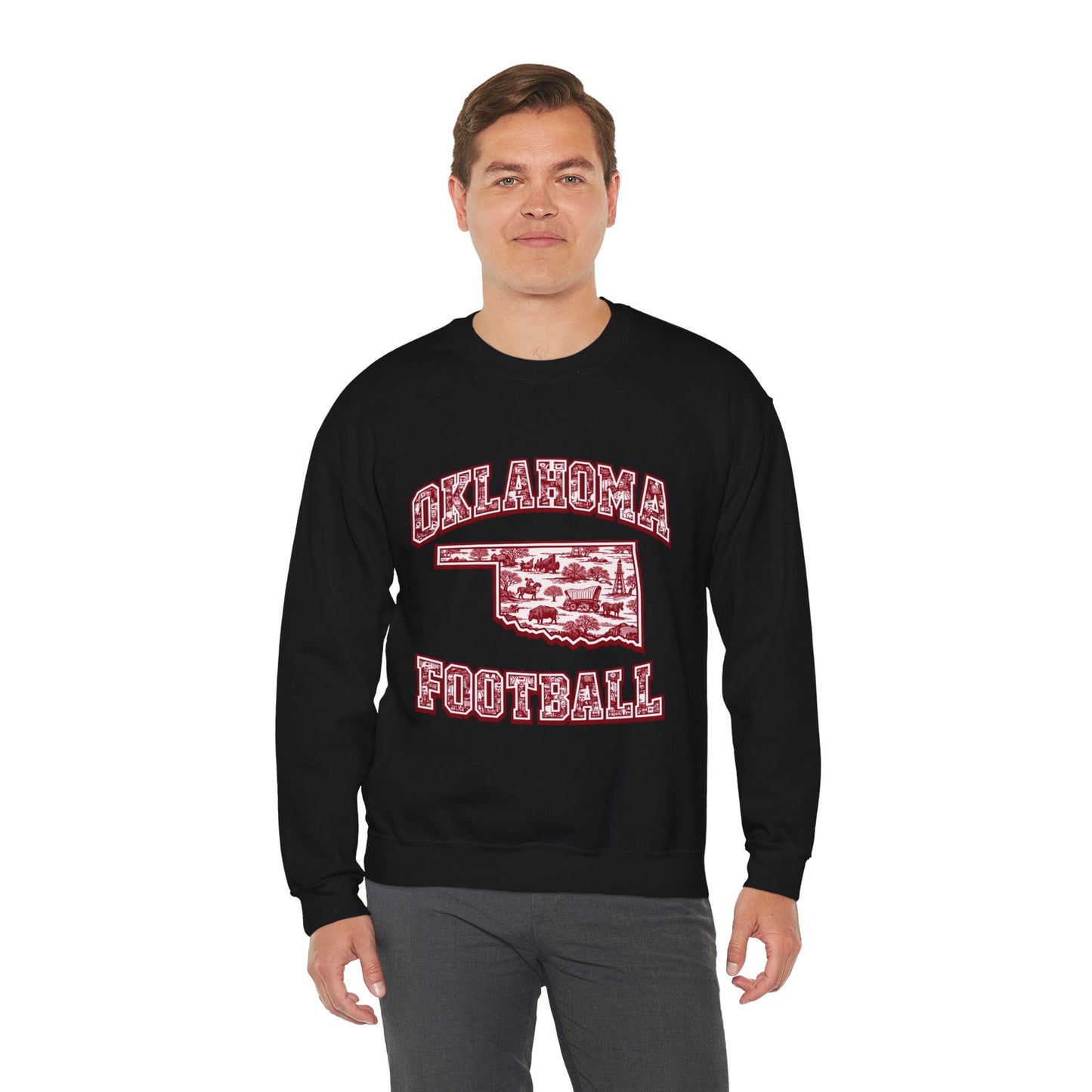 Oklahoma Football Sweatshirt, Oklahoma State Toile Crewneck, Crimson Game Day Sweatshirt, Oklahoma Fan Gift, Vintage Football Crewneck, sooner