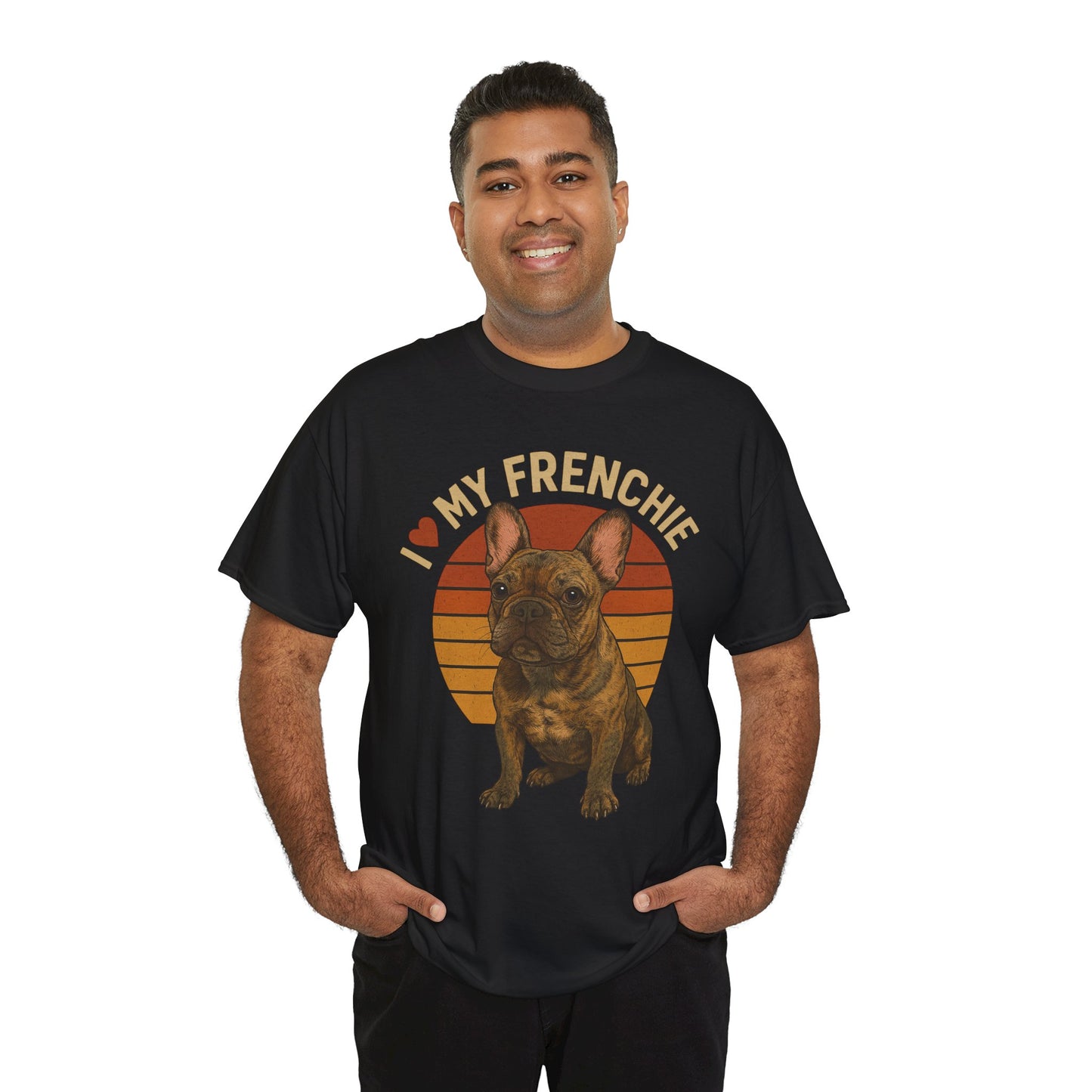 I Love My Frenchie T-Shirt | Brindle French Bulldog Retro Tee | Vintage Dog Lover Shirt | Frenchie Mom & Dad Gift