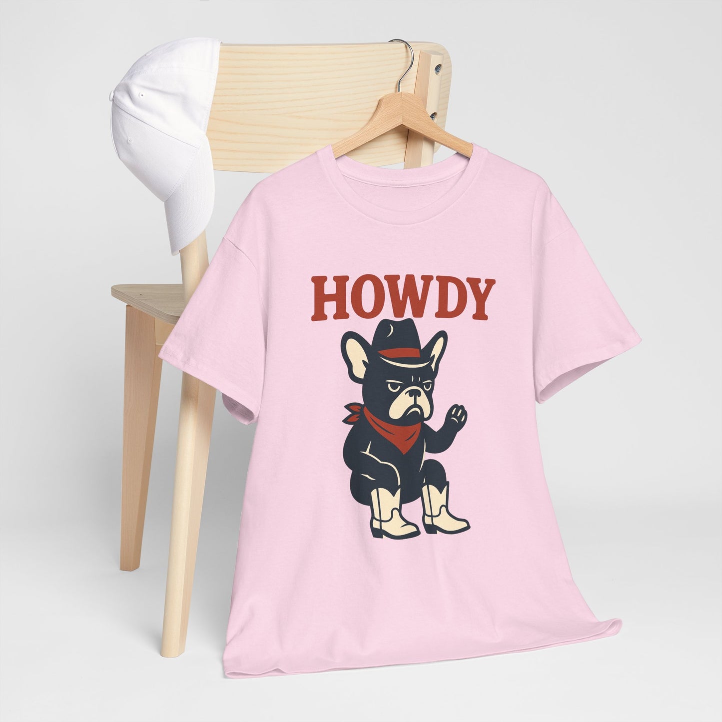 Howdy Frenchie T-Shirt | Cowboy French Bulldog Tee | Western Dog Lover Shirt | Cute Rodeo Pet Gift | Funny Frenchie Cowboy Graphic Tee