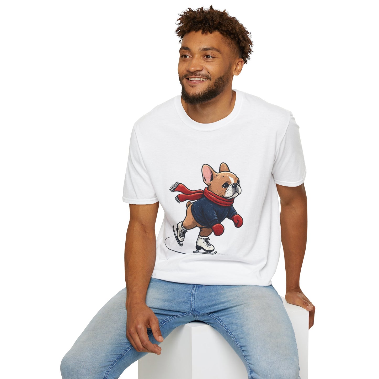 French Bulldog Ice Skating Shirt – Cute Winter Frenchie Tee, Holiday Dog Lover Gift, Skating Frenchie T-Shirt, Cozy Winter Puppy Graphic Tee