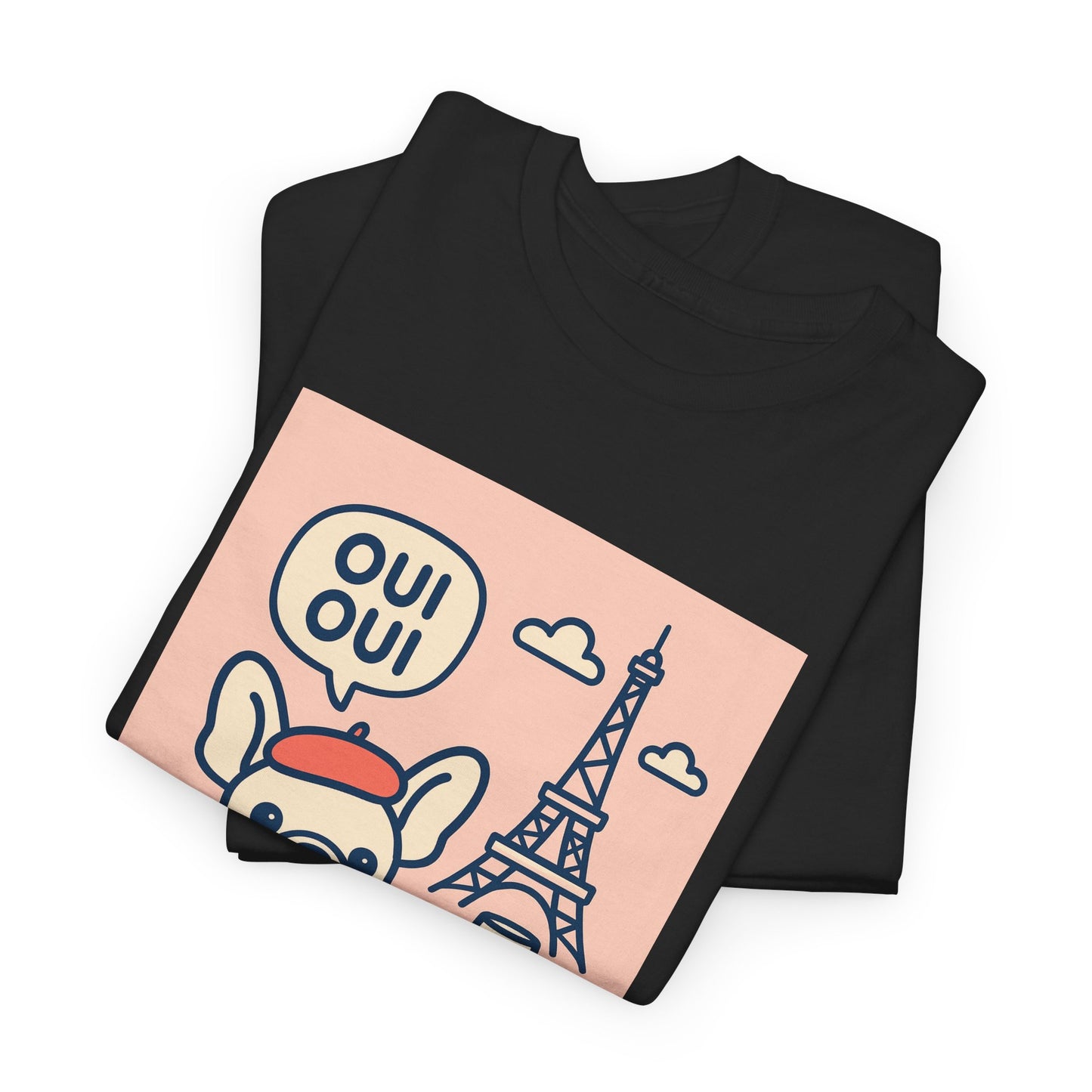 Oui Oui Frenchie Paris T-Shirt – Cute French Bulldog Café Tee, Paris Dog Lover Shirt, Beret & Baguette Graphic, French Bulldog Gift for Women & Men