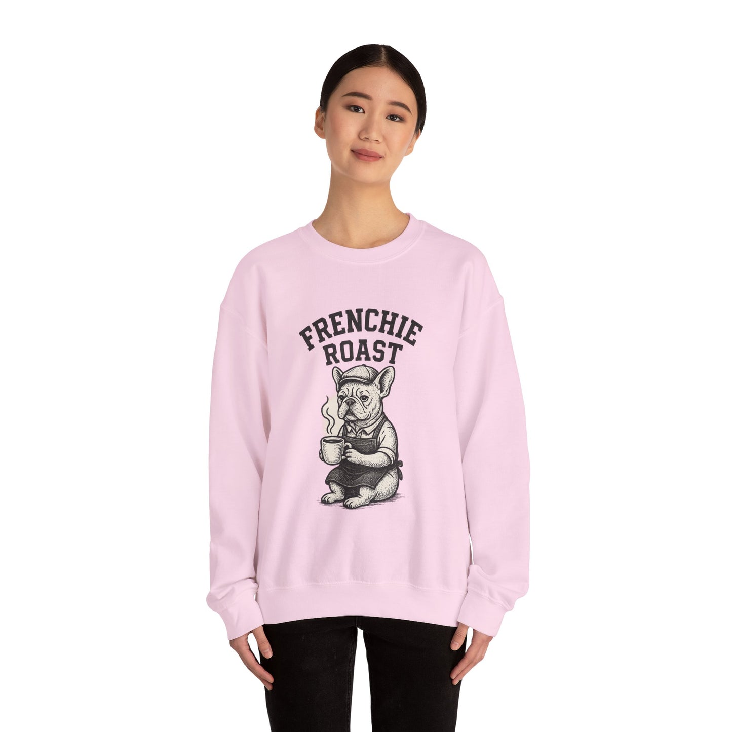 Frenchie Roast Sweatshirt • French Bulldog Coffee Lover Sweater • Cute Barista Dog Pullover • Frenchie Mom Gift • Cozy Dog Lover Crewneck