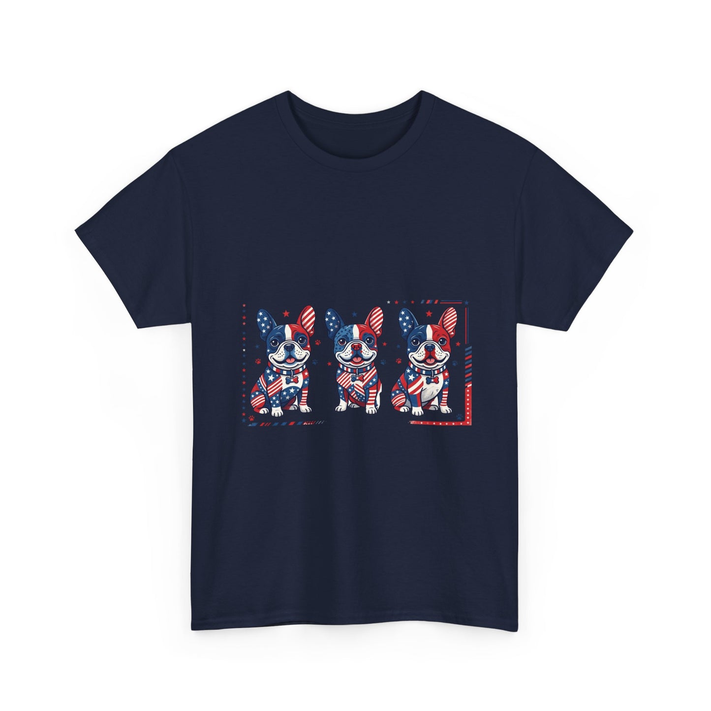 Patriotic French Bulldog Shirt, American Flag Frenchie Trio Tee, Fourth of July Dog Lover Shirt, USA French Bulldog Gift, Frenchie Mom Shirt