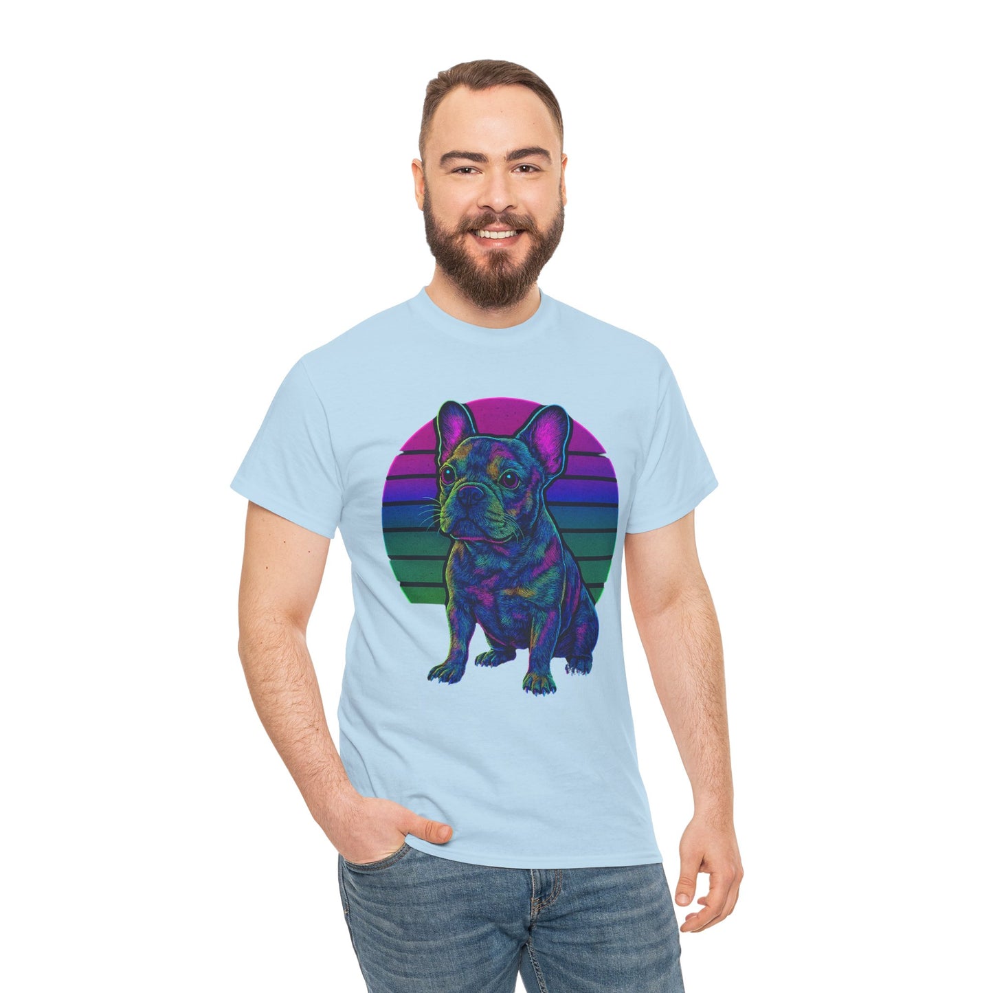 Neon French Bulldog T-Shirt | Retro 80s Frenchie Tee | Colorful Dog Lover Shirt | Electric Frenchie Gift for Men & Women