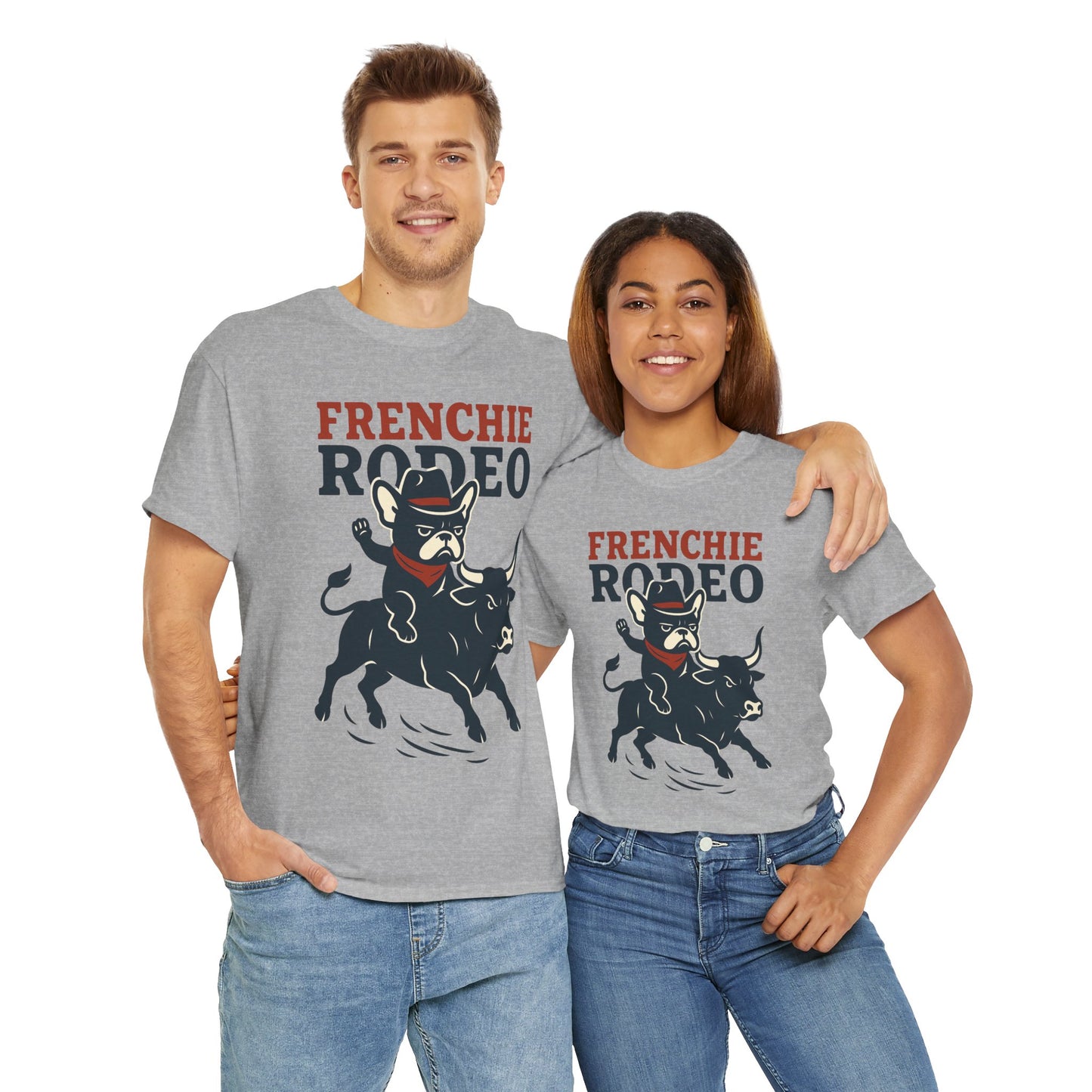 Frenchie Rodeo T-Shirt | Cowboy French Bulldog Graphic Tee | Funny Western Dog Lover Shirt | Frenchie Bull Rider Gift | Rodeo Style Tee