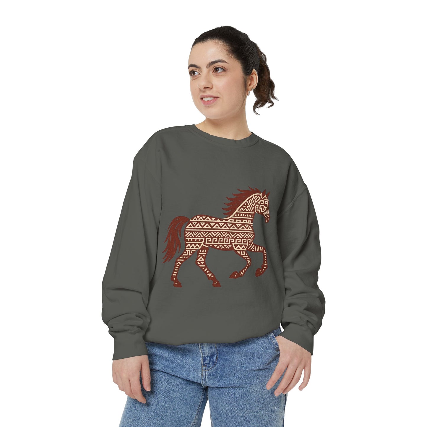 Oklahoma Football Sweatshirt | Aztec Horse Inspired Pullover | Western Game Day Crewneck | Rustic Oklahoma Pride Sweater
