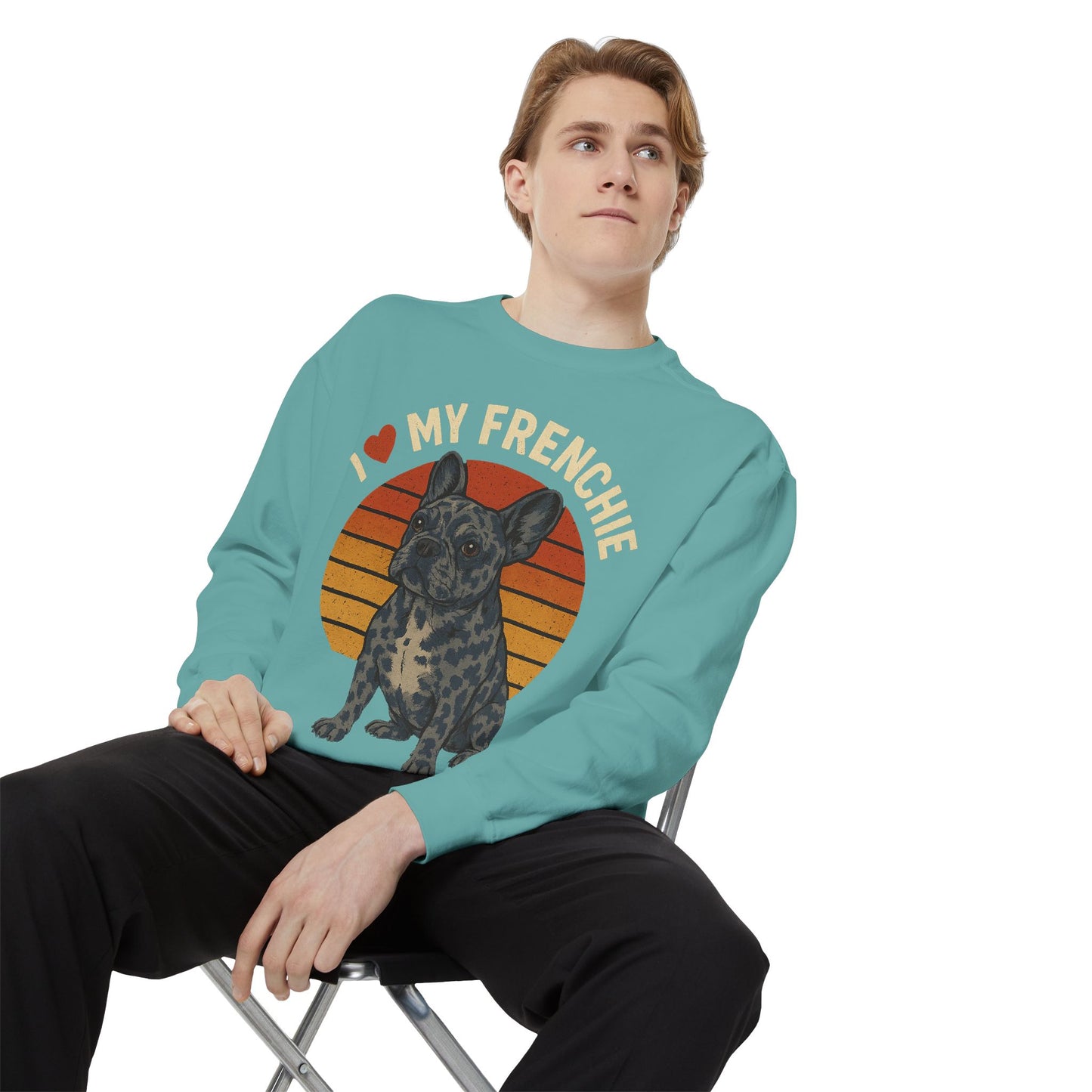 Retro Merle French Bulldog Pullover | Vintage Frenchie Sweatshirt | Cute Dog Lover Gift | Unisex Cozy French Bulldog Sweater