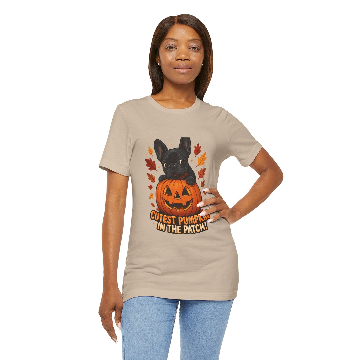 Cutest Pumpkin in the Patch Frenchie T-Shirt | Halloween Dog Lover Tee | Fall French Bulldog Shirt | Cute Pumpkin Patch Graphic Tee