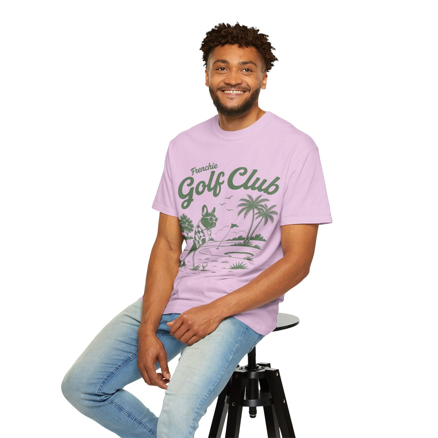 Golf Club T-Shirt — 'Frenchie Golf Club' Graphic Tee for Dog & Golf Lovers