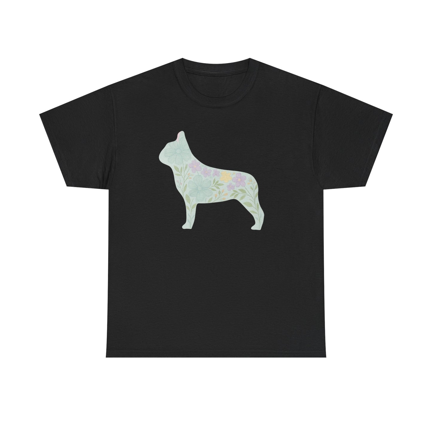 Floral French Bulldog T-Shirt | Pastel Dog Lover Tee | Soft Floral Frenchie Silhouette Shirt | Cute Gift for French Bulldog Moms