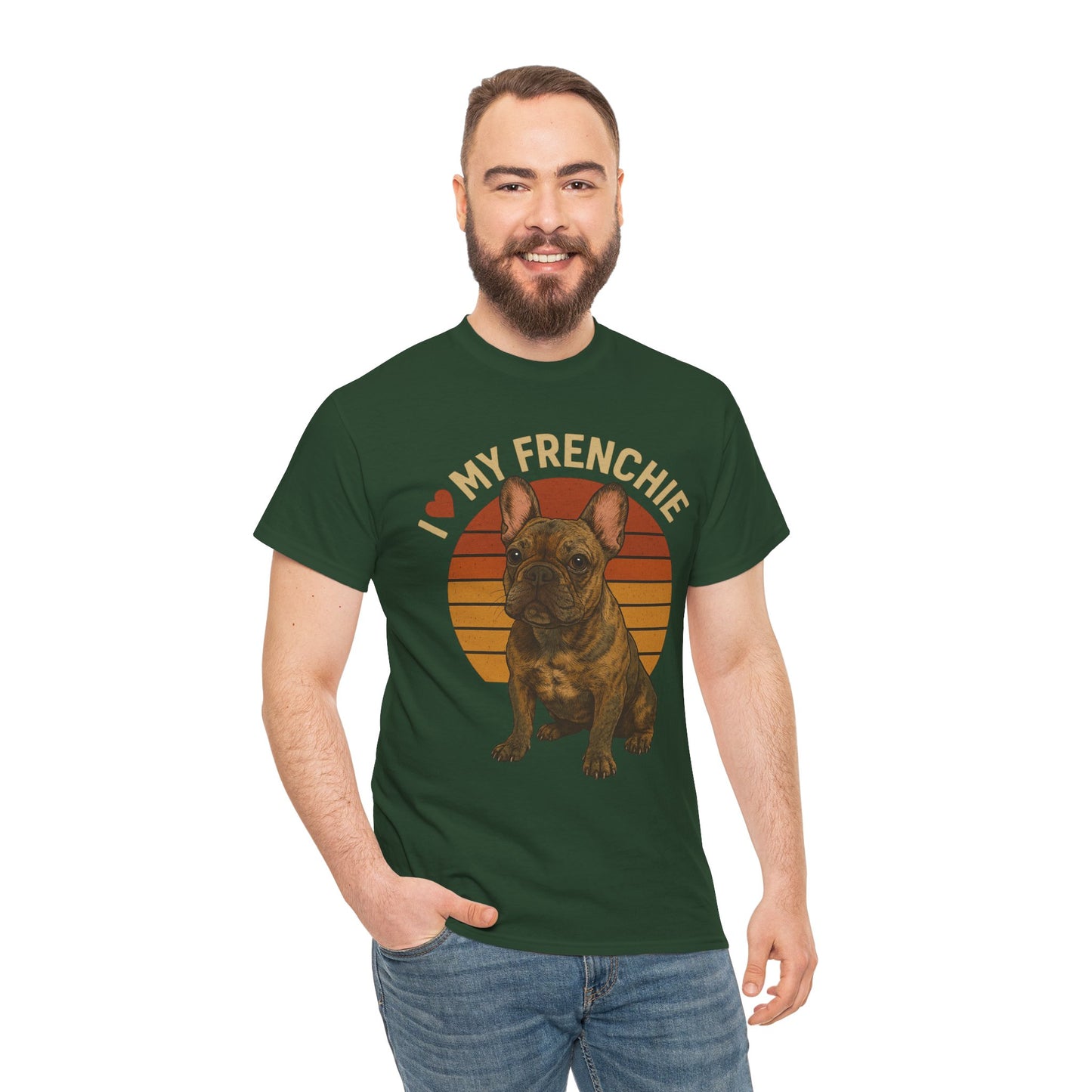I Love My Frenchie T-Shirt | Brindle French Bulldog Retro Tee | Vintage Dog Lover Shirt | Frenchie Mom & Dad Gift