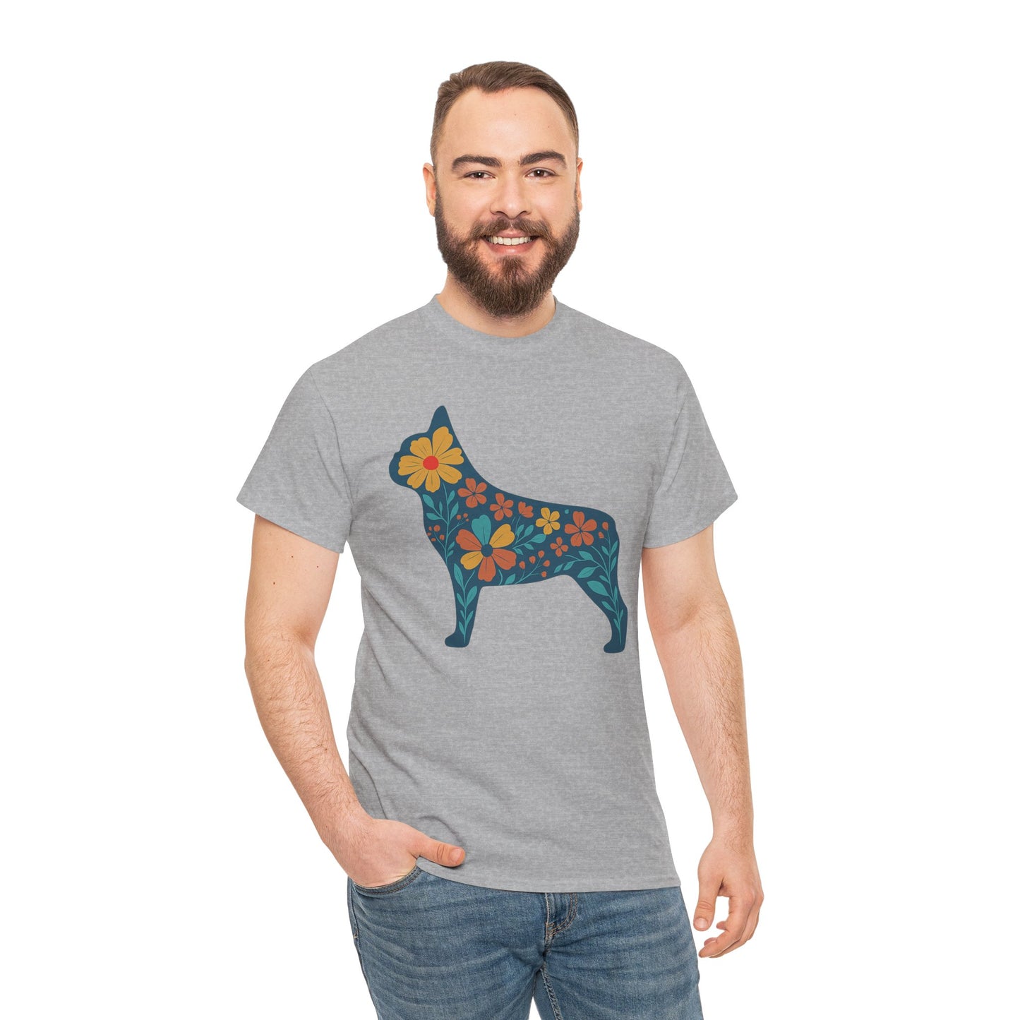 Floral Frenchie T-Shirt | Bright Flower French Bulldog Tee | Cute Dog Lover Shirt | Retro Pet Mom Gift | Boho Botanical Frenchie Graphic Tee