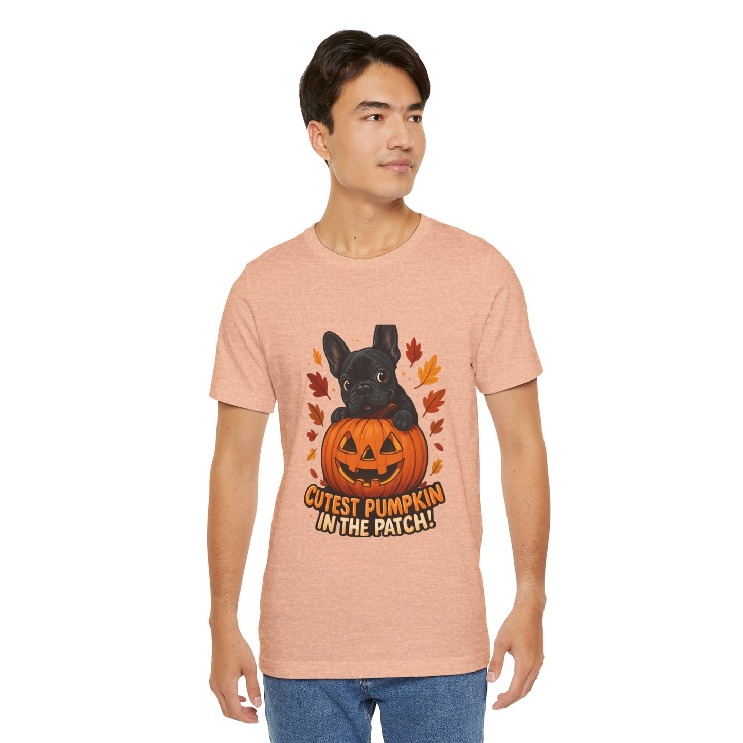 Cutest Pumpkin in the Patch Frenchie T-Shirt | Halloween Dog Lover Tee | Fall French Bulldog Shirt | Cute Pumpkin Patch Graphic Tee
