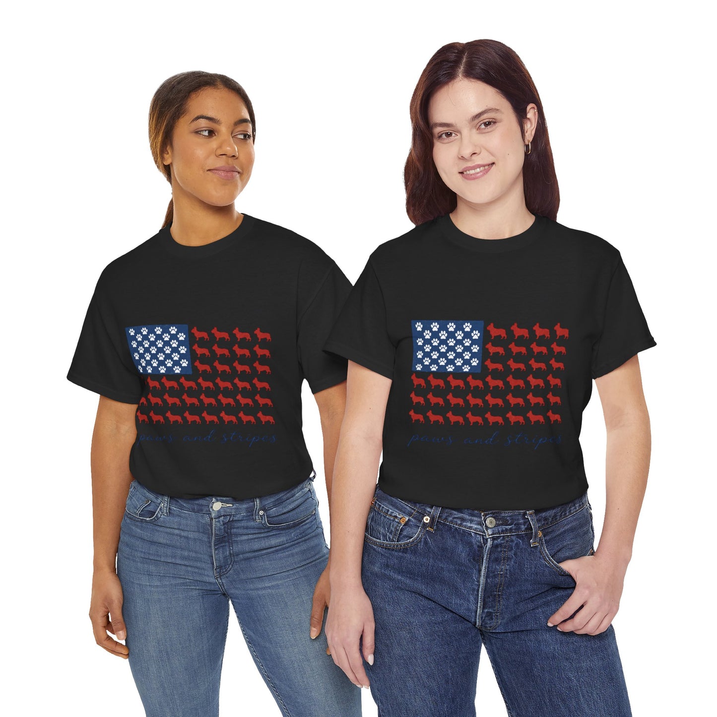 Paws and Stripes Shirt, Patriotic French Bulldog Tee, Frenchie American Flag Shirt, 4th of July Dog Lover Gift, USA Frenchie Tee