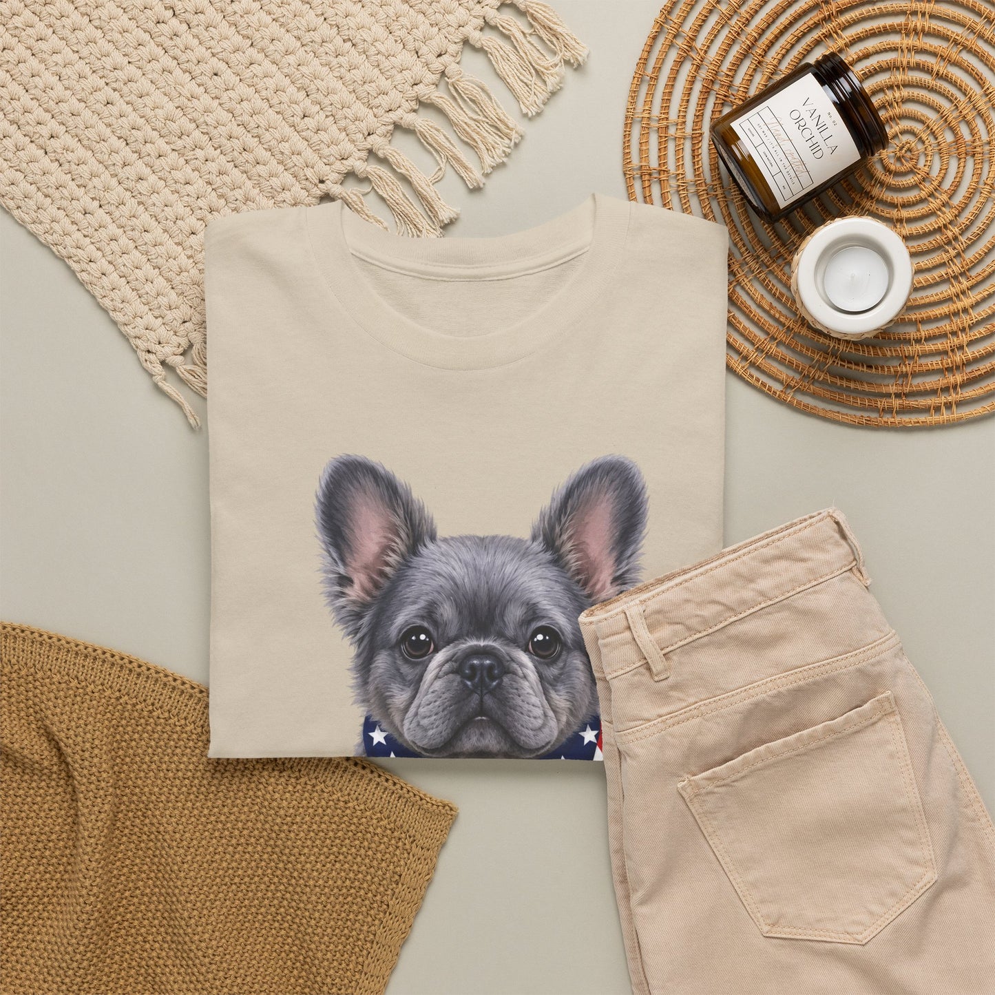 Patriotic Fluffy French Bulldog Shirt, Fluffy Frenchie American Flag Tee, Fourth of July Dog Lover Shirt, USA Fluffy Frenchie Gift
