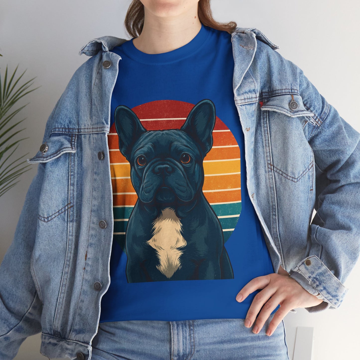 Retro Blue French Bulldog T-Shirt | Vintage Frenchie Dog Tee | 70s Sunset Graphic Shirt | Frenchie Lover Gift | Cute Pet Owner Apparel