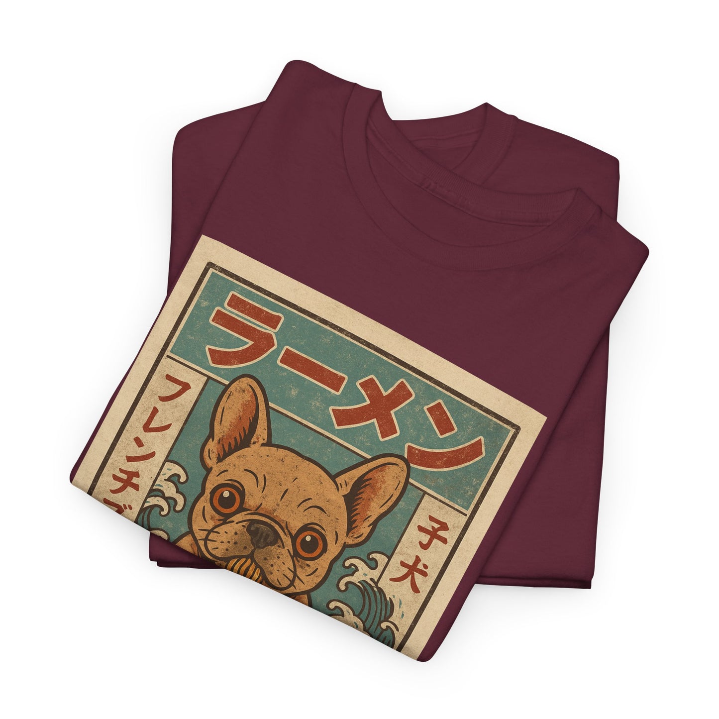 Frenchie Ramen T-Shirt – Vintage Japanese Poster Style French Bulldog Tee, Retro Dog Lover Shirt, Cute Anime-Inspired Gift