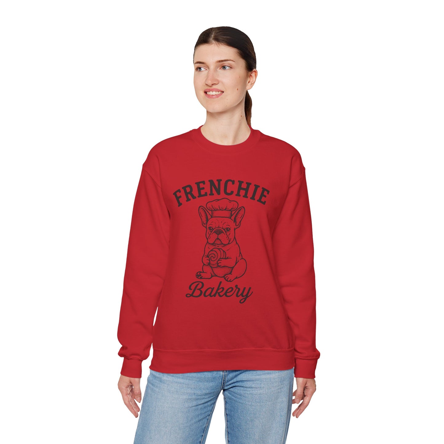 Frenchie Bakery Sweatshirt – Cozy French Bulldog Chef Crewneck, Funny Dog Lover Gift, Vintage Bakery-Inspired Frenchie Sweater