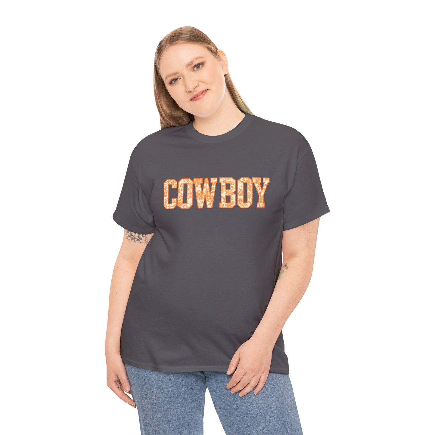 Cowboy Shirt | Western Graphic Tee | Orange Cowboy Typography Shirt | Oklahoma Football Tee | Country Style Cowboy Fan Gift