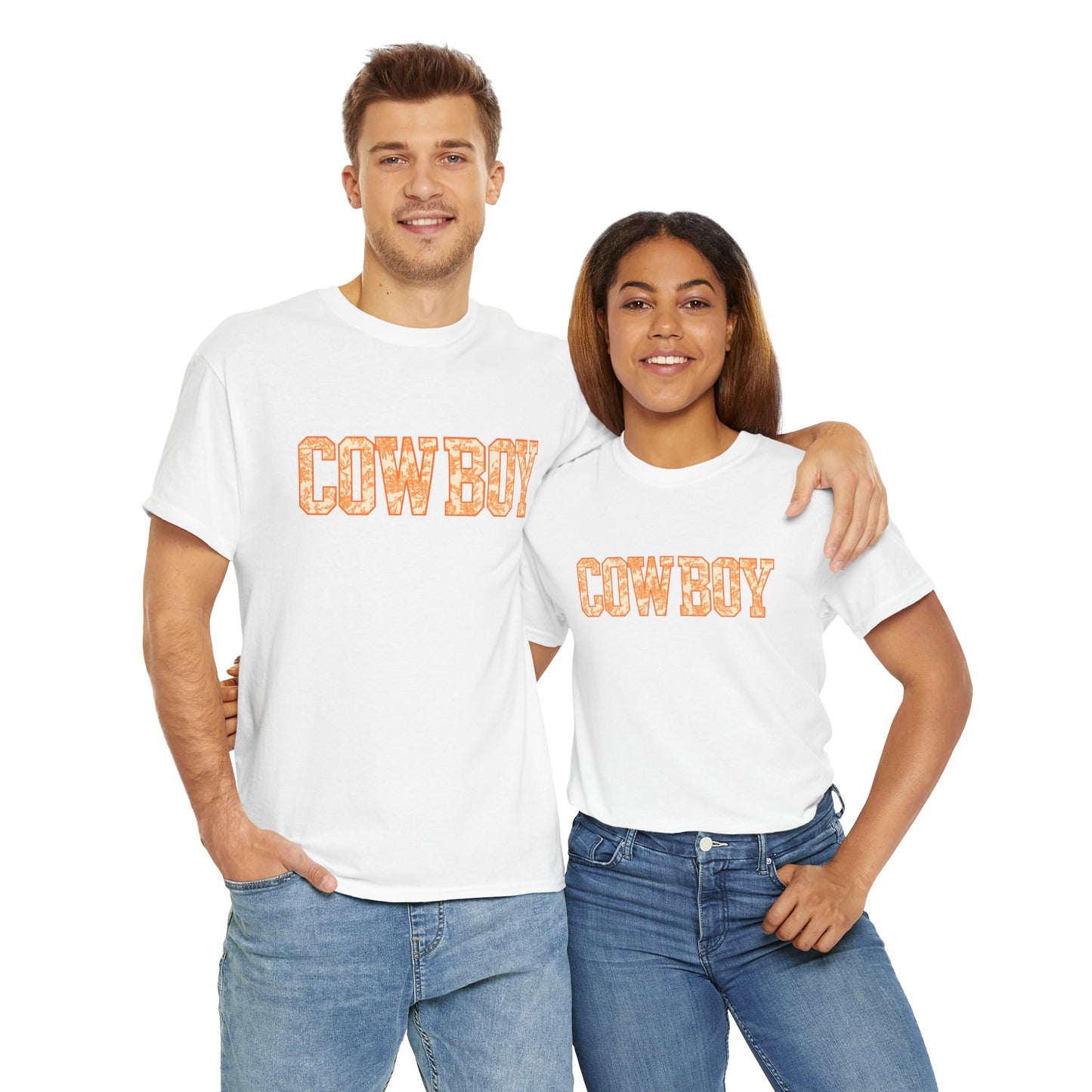 Cowboy Shirt | Western Graphic Tee | Orange Cowboy Typography Shirt | Oklahoma Football Tee | Country Style Cowboy Fan Gift