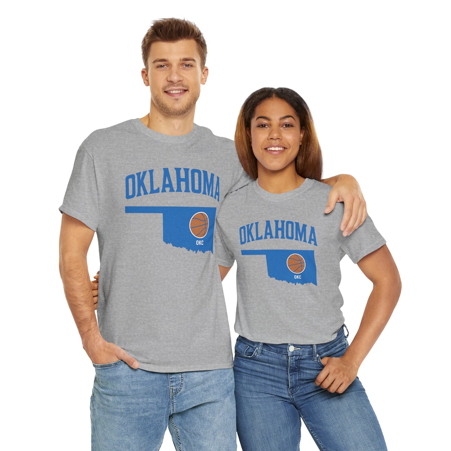 Oklahoma City Basketball Shirt | OKC Basketball Style Tee | Blue & Orange Oklahoma State T-Shir