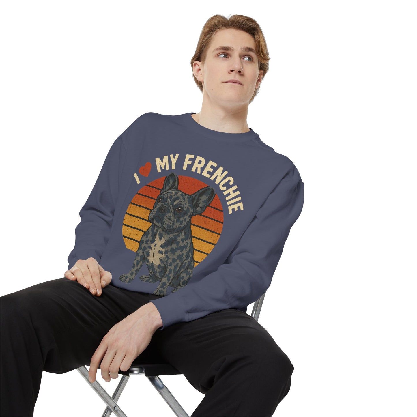 Retro Merle French Bulldog Pullover | Vintage Frenchie Sweatshirt | Cute Dog Lover Gift | Unisex Cozy French Bulldog Sweater