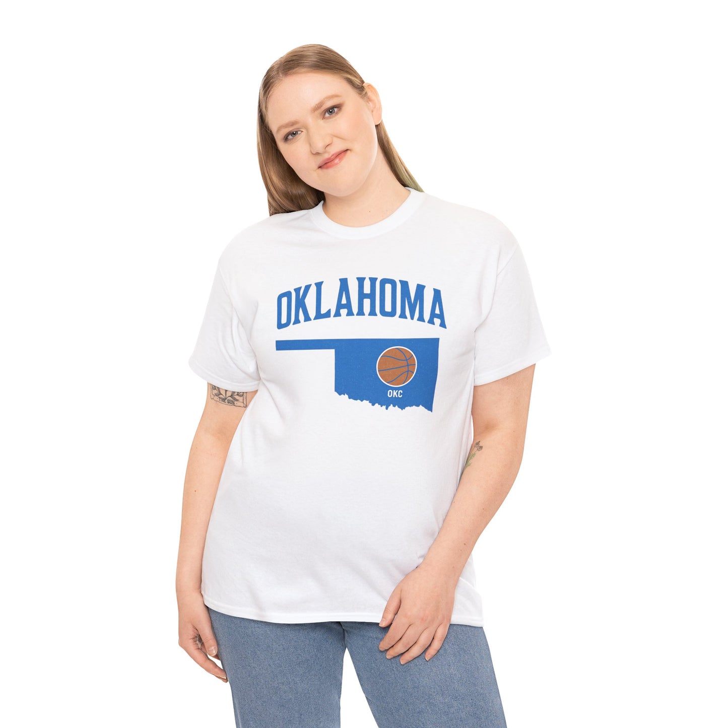 Oklahoma City Basketball Shirt | OKC Basketball Style Tee | Blue & Orange Oklahoma State T-Shir