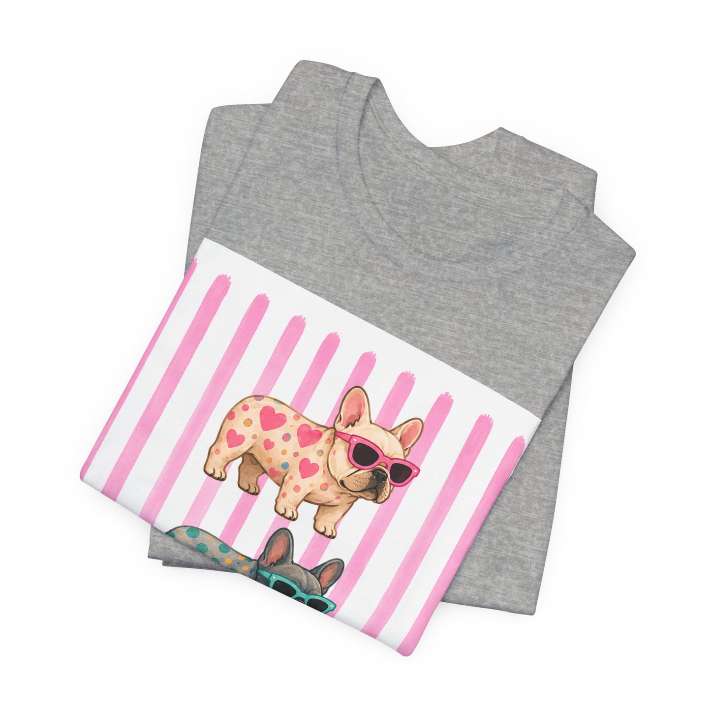 Cute French Bulldog Shirt, Pink Frenchie Sunglasses Tee, Colorful Frenchie Graphic Shirt, Dog Mom Gift, French Bulldog Lover T-Shirt