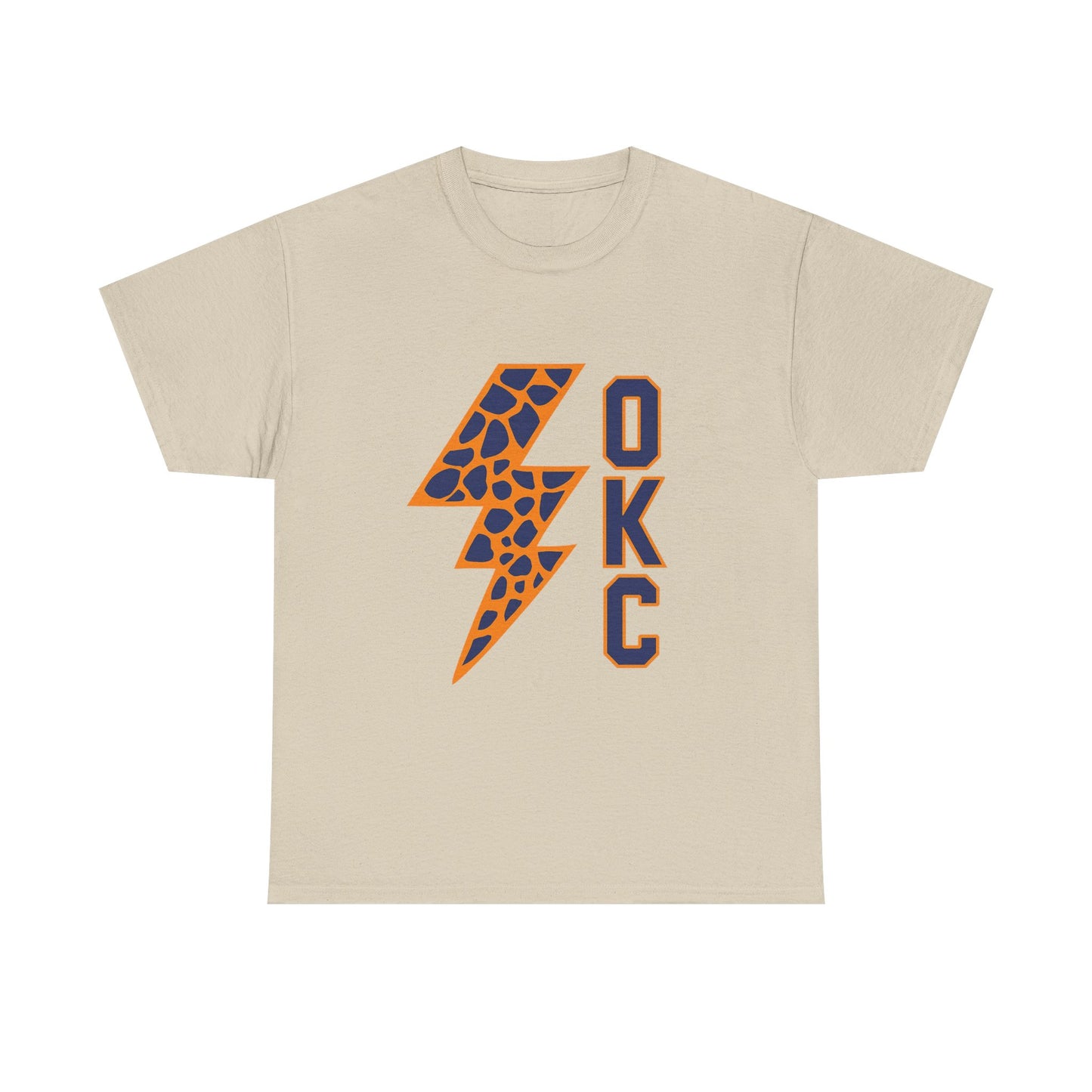 OKC Leopard Lightning Bolt T-Shirt | Oklahoma City Basketball | Blue & Orange Game Day Tee