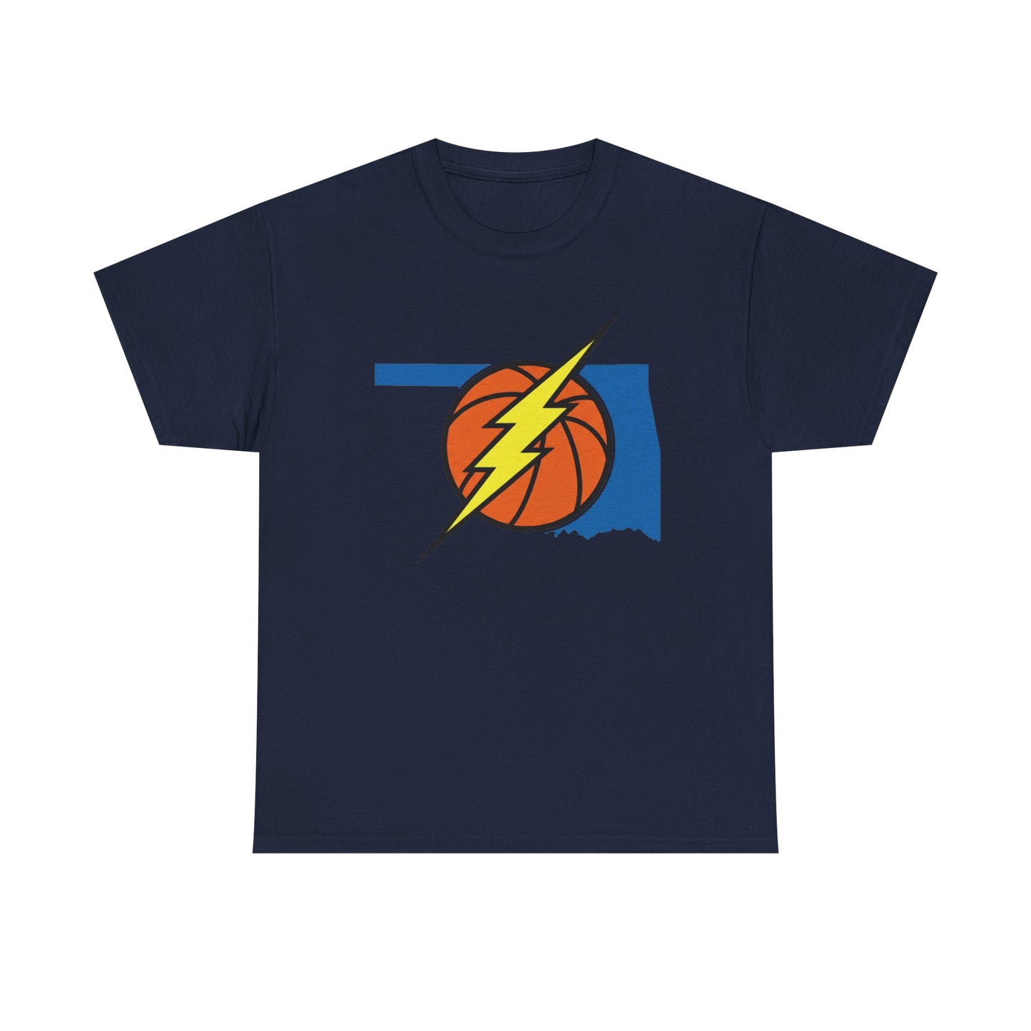 Oklahoma Lightning Basketball T-Shirt | OKC Basketball Inspired Shirt | Blue & Orange Game Day Tee | Oklahoma State Outline Graphic