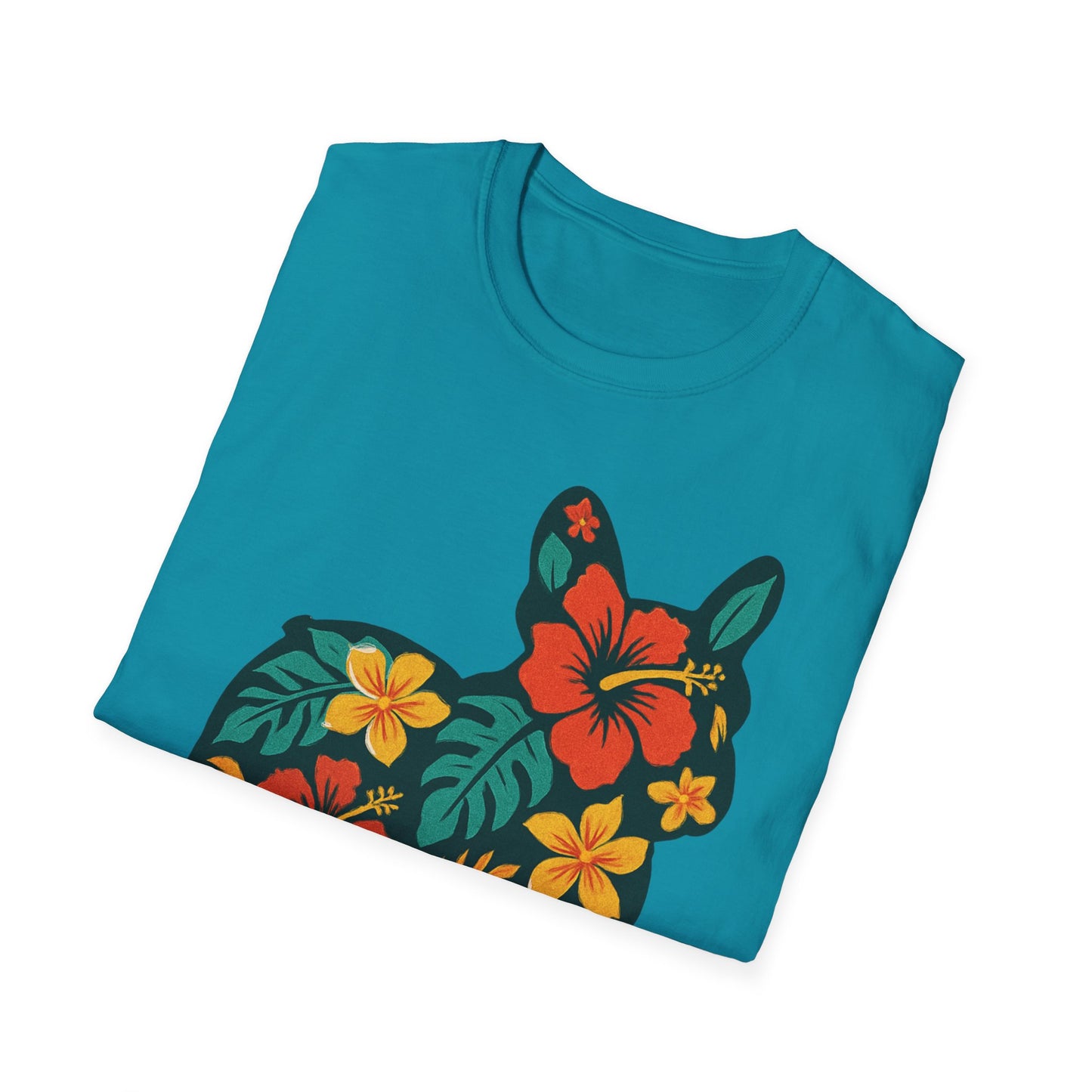 Hawaiian Frenchie Shirt | Floral French Bulldog T-Shirt | Tropical Dog Lover Tee | Cute Summer Frenchie Gift | Hibiscus Dog Silhouette