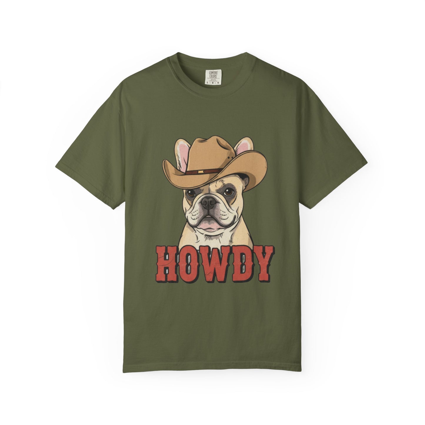 Howdy French Bulldog Cowboy T-Shirt | Western Frenchie Graphic Tee | Cute Dog Lover Country Shirt | Funny Gift for Him or Her