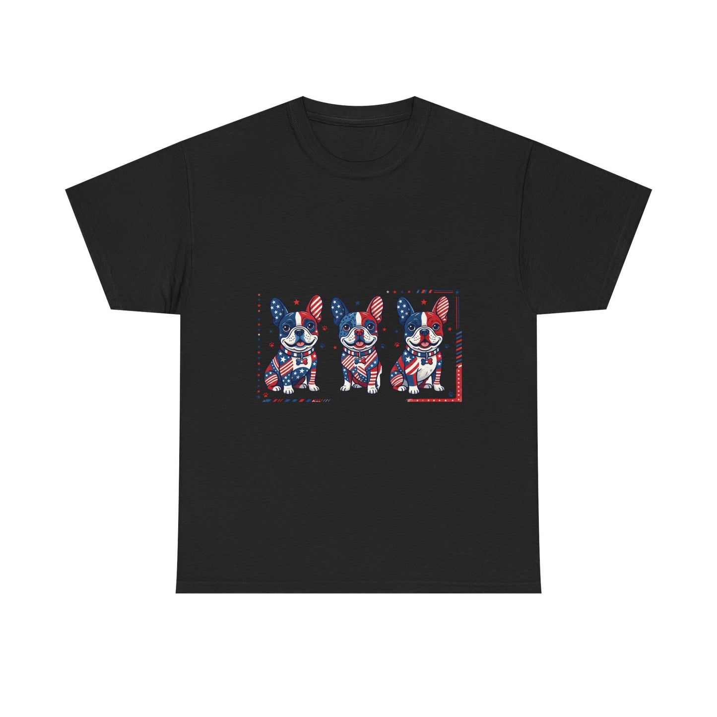 Patriotic French Bulldog Shirt, American Flag Frenchie Trio Tee, Fourth of July Dog Lover Shirt, USA French Bulldog Gift, Frenchie Mom Shirt