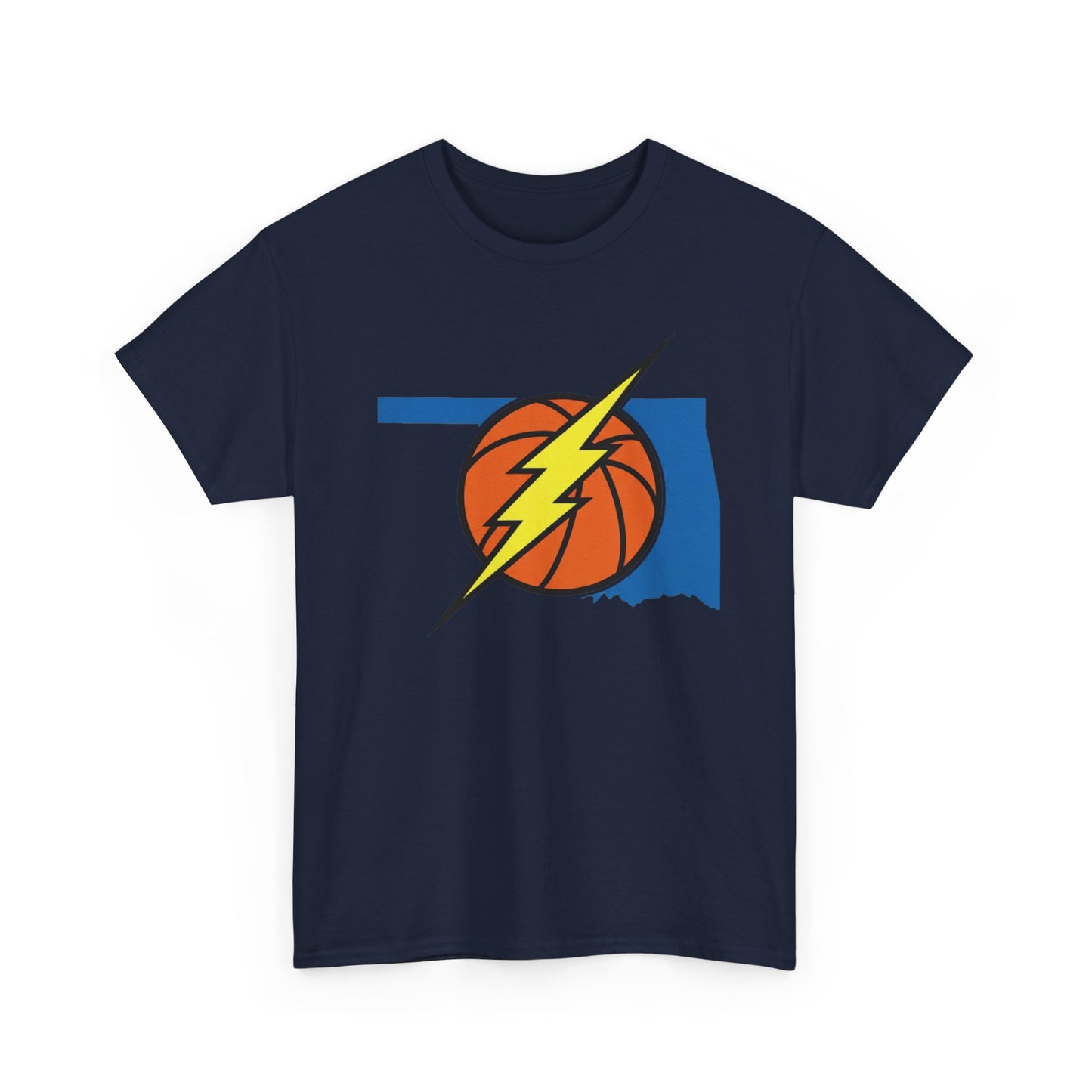 Oklahoma Lightning Basketball T-Shirt | OKC Basketball Inspired Shirt | Blue & Orange Game Day Tee | Oklahoma State Outline Graphic
