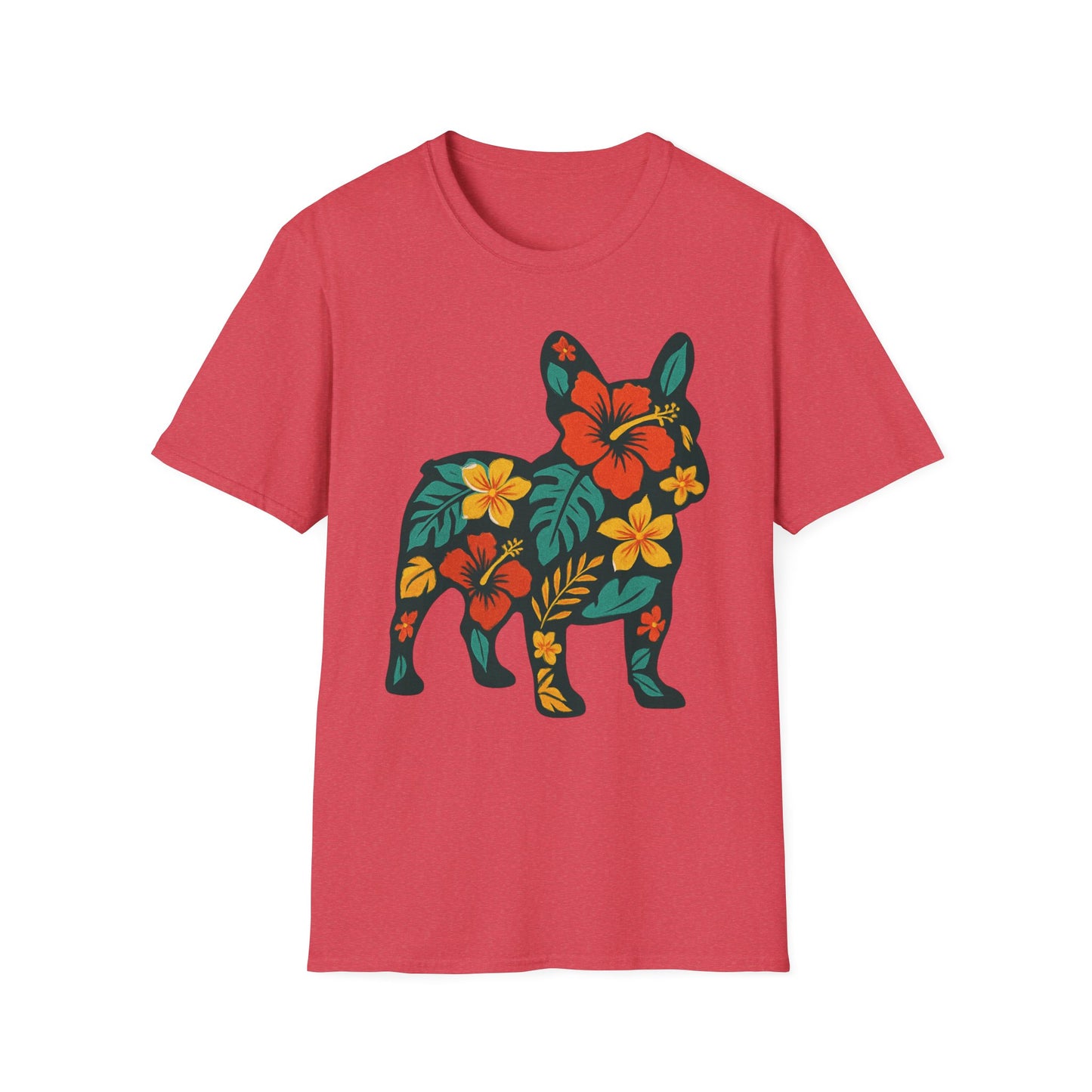 Hawaiian Frenchie Shirt | Floral French Bulldog T-Shirt | Tropical Dog Lover Tee | Cute Summer Frenchie Gift | Hibiscus Dog Silhouette