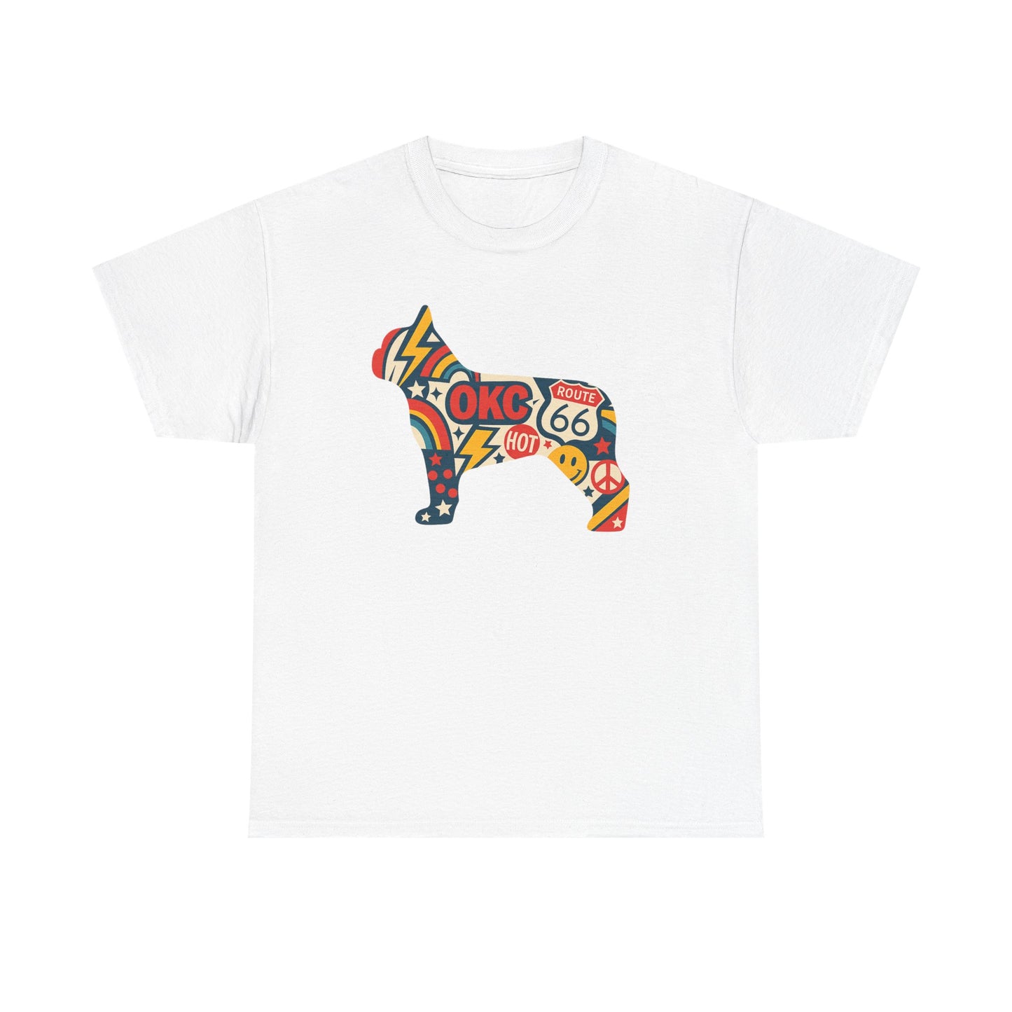 Oklahoma Route 66 French Bulldog T-Shirt | Retro OKC Frenchie Tee | Vintage Route 66 Dog Lover Shirt | Oklahoma Pride Gift for Frenchie Fans