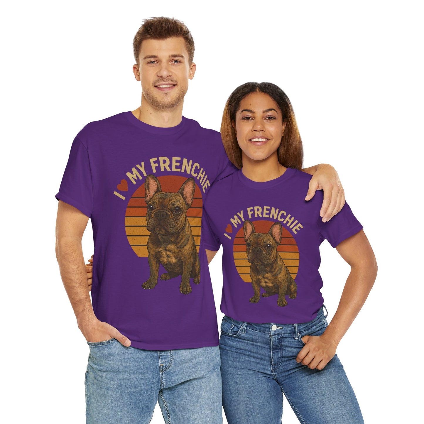 I Love My Frenchie T-Shirt | Brindle French Bulldog Retro Tee | Vintage Dog Lover Shirt | Frenchie Mom & Dad Gift
