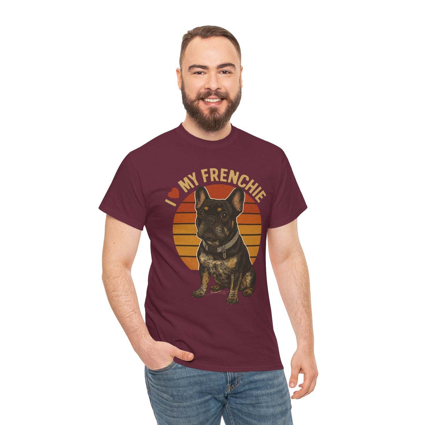 I Love My Frenchie T-Shirt | Retro French Bulldog Tee | Black & Tan Frenchie Gift | Vintage Dog Lover Shirt for Frenchie Moms & Dads