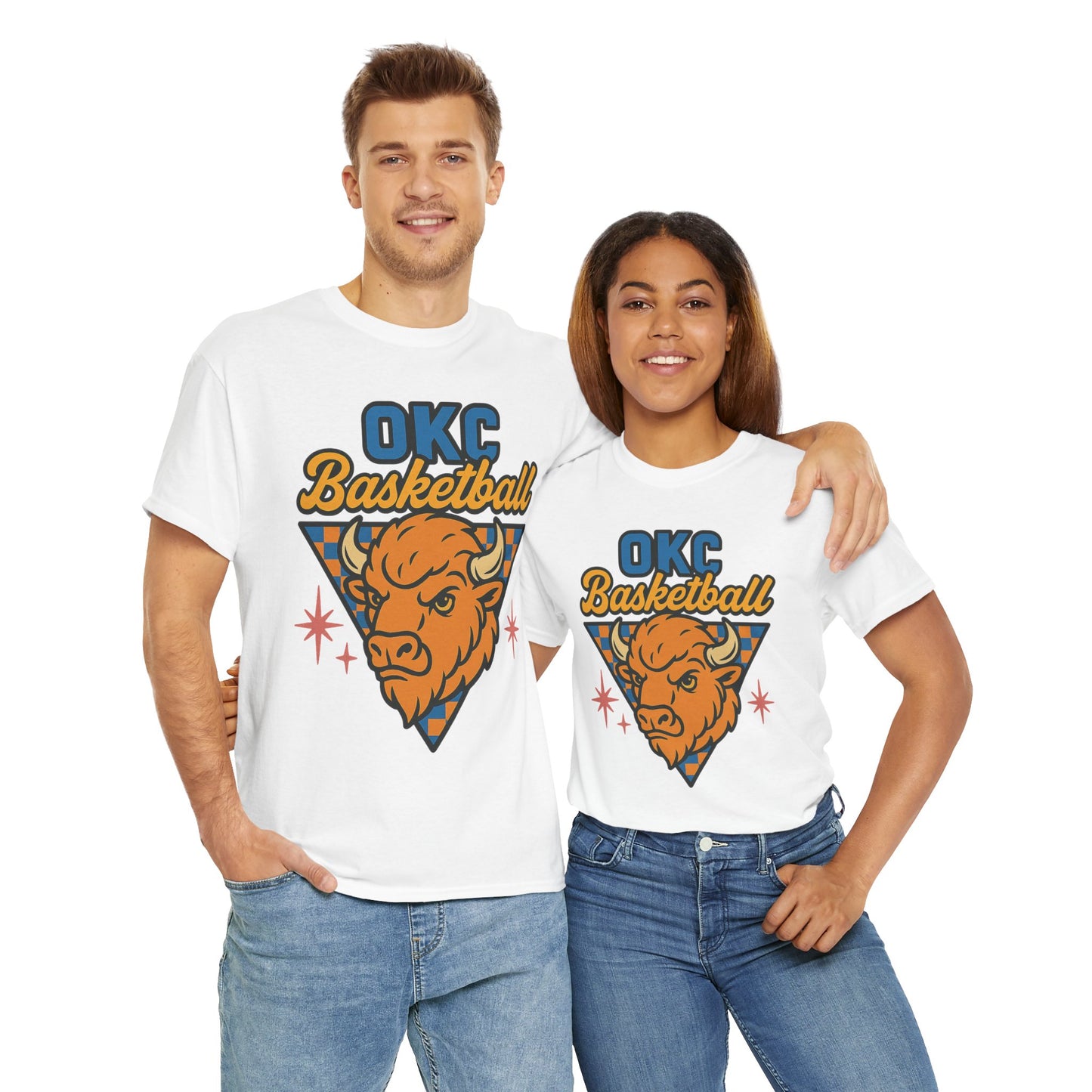 OKC Basketball Bison T-Shirt | Oklahoma City Retro Basketball Tee | Thunder Style Shirt | OKC Fan Gift | Vintage Sports Graphic