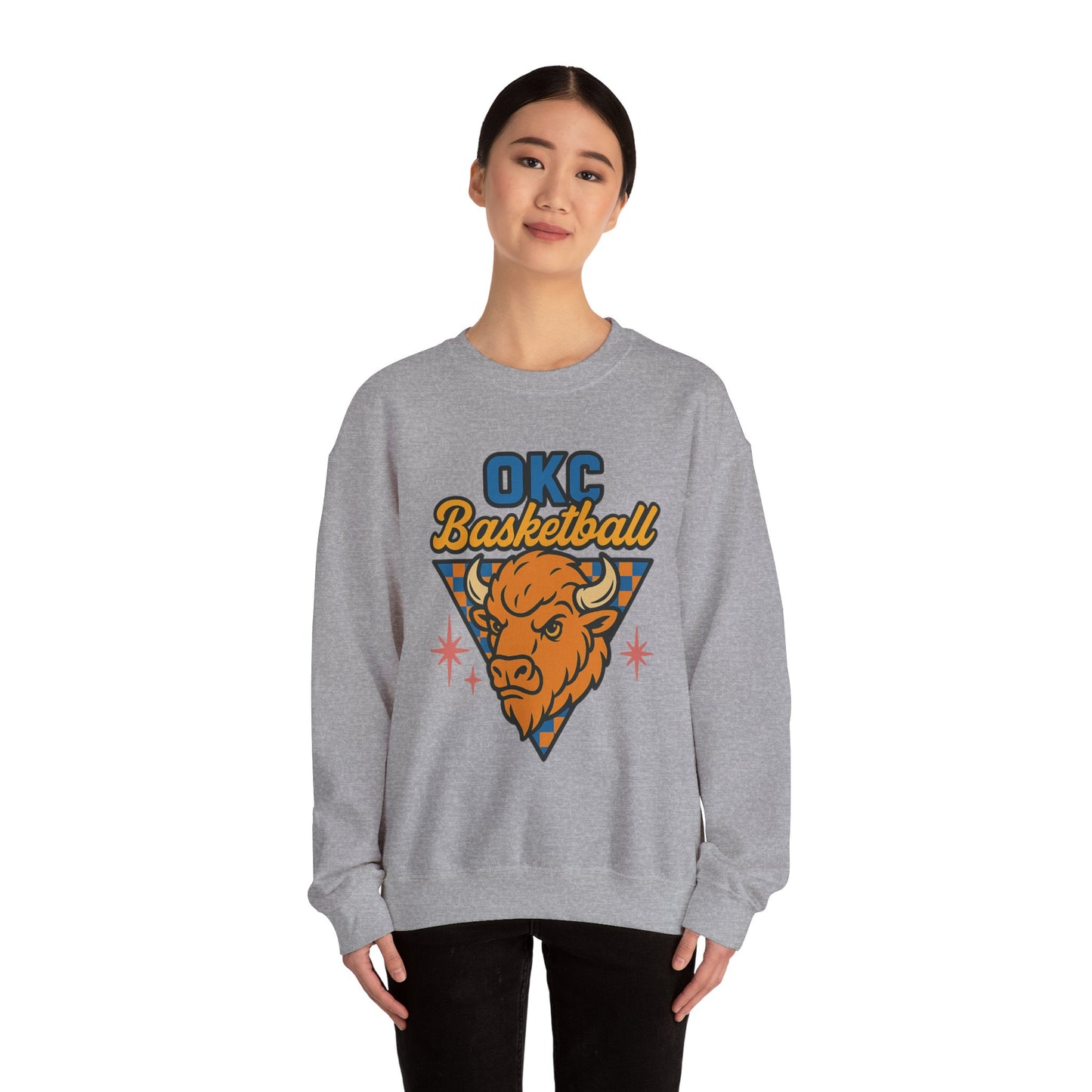 OKC Basketball Sweatshirt | Oklahoma City Retro Sports Crewneck | Bison Graphic Sweatshirt | Cozy Game Day Hoodie Alternative | OKC Fan Gift