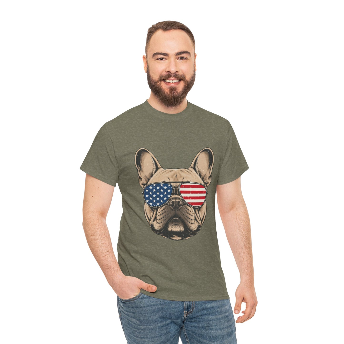 Patriotic French Bulldog Shirt, American Flag Sunglasses Frenchie Tee, Fourth of July Dog Lover Shirt, USA French Bulldog Gift