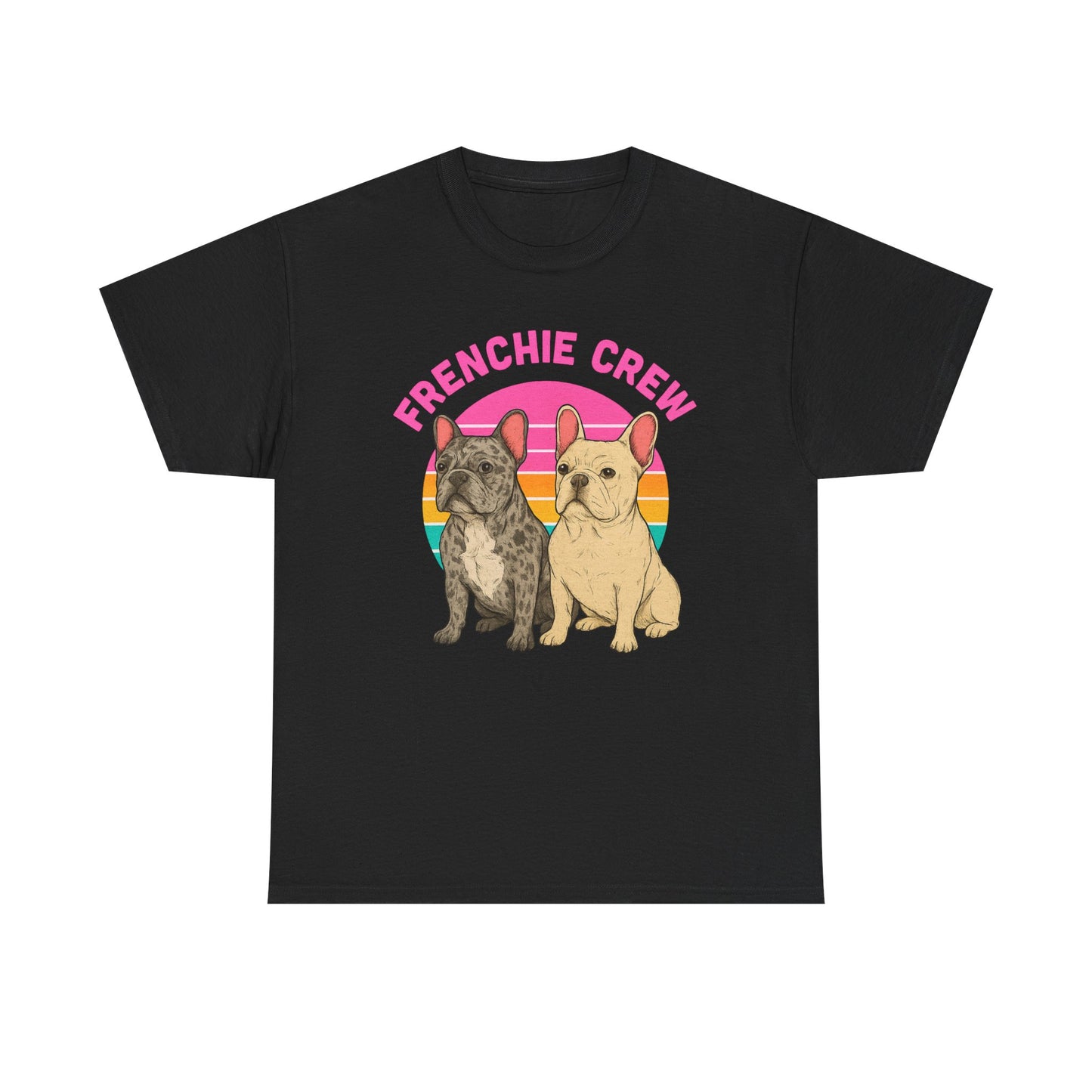 Frenchie Crew T-Shirt | Retro French Bulldog Tee | Merle & Cream Frenchie Dog Lover Shirt | Cute Gift for Frenchie Moms & Dads
