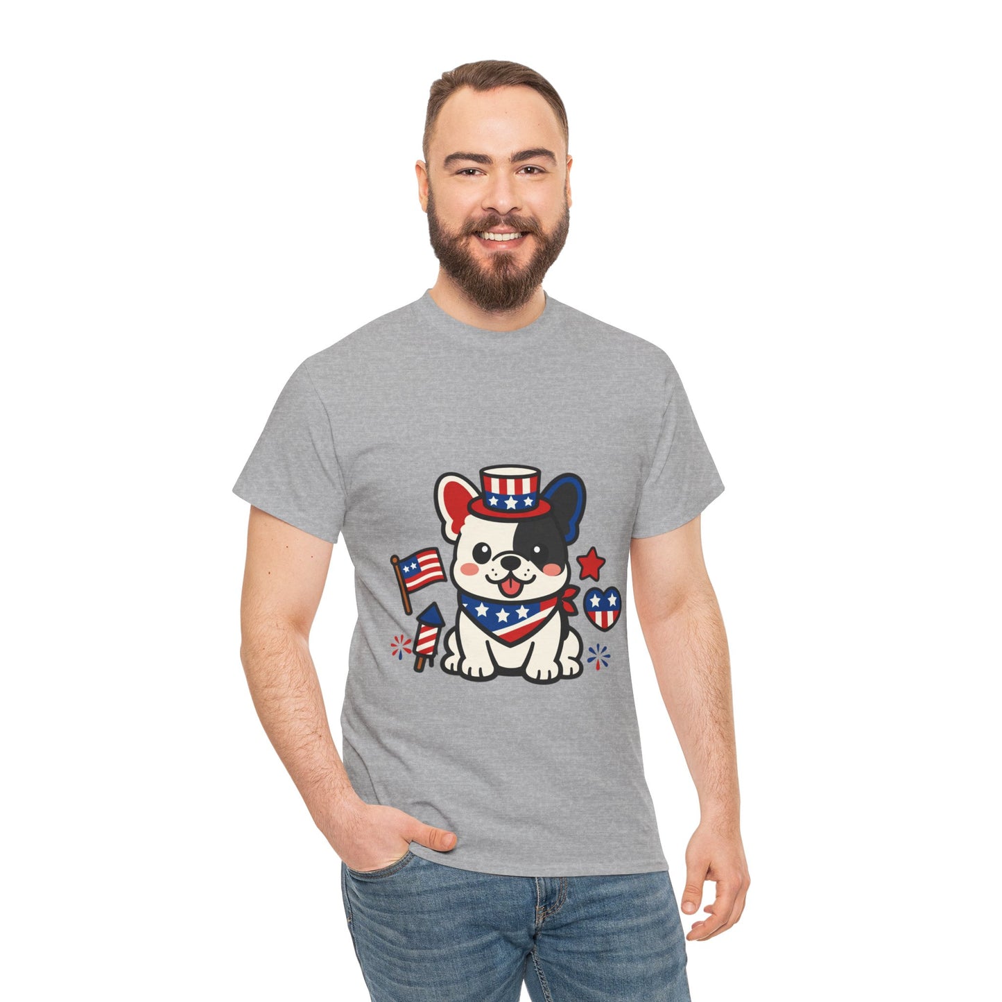 Cute Patriotic French Bulldog Shirt, Kawaii frenchie Fourth of July Tee, American Flag Puppy Shirt, USA Dog Lover Gift, Patriotic Frenchie